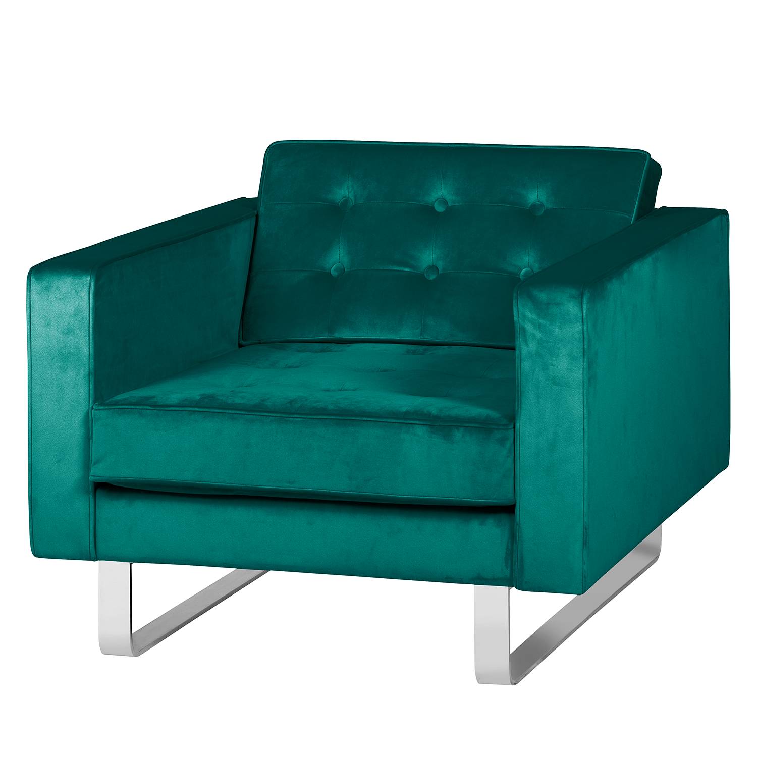 home24 Fredriks Sessel Chelsea III Petrol Microfaser 82x75x85 cm (BxHxT)