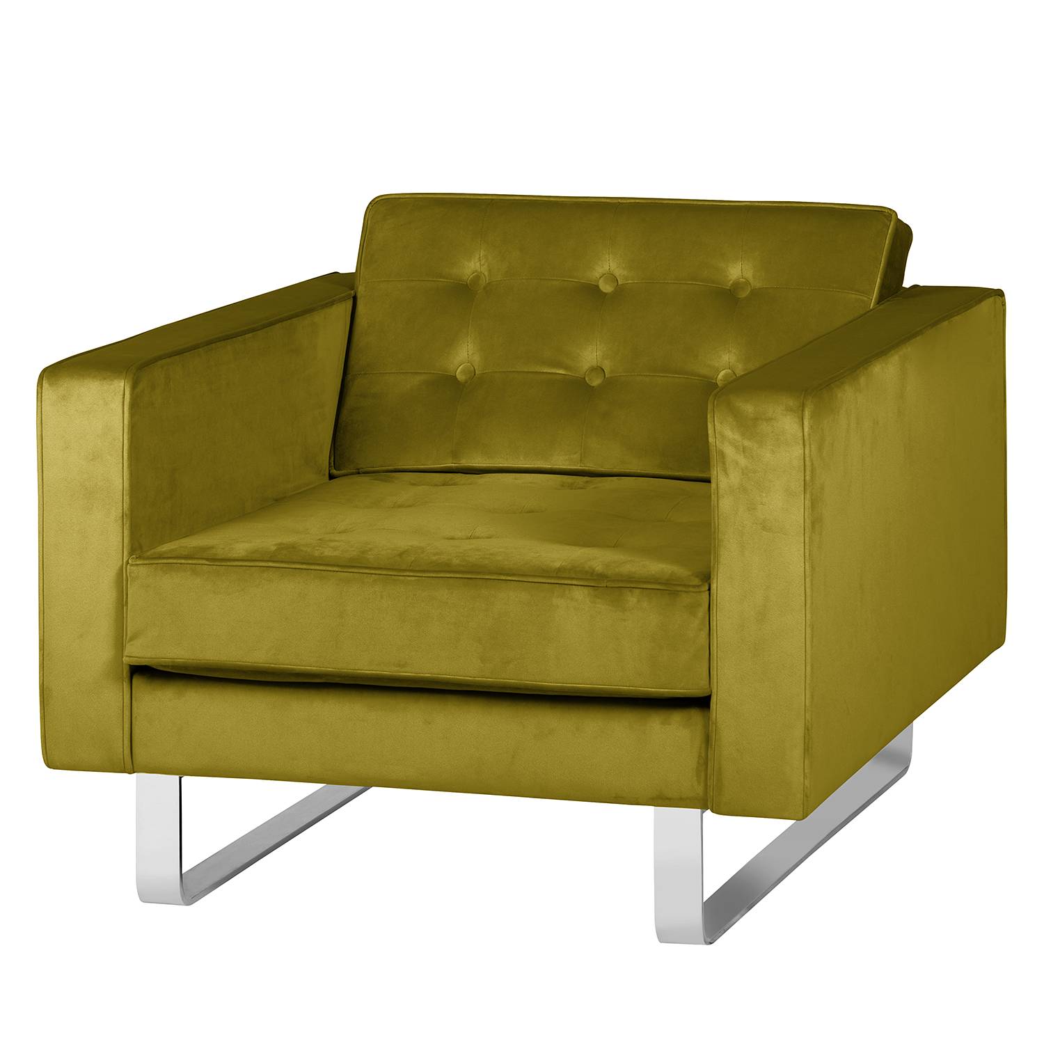 home24 Fredriks Sessel Chelsea III Grün Microfaser 82x75x85 cm (BxHxT)