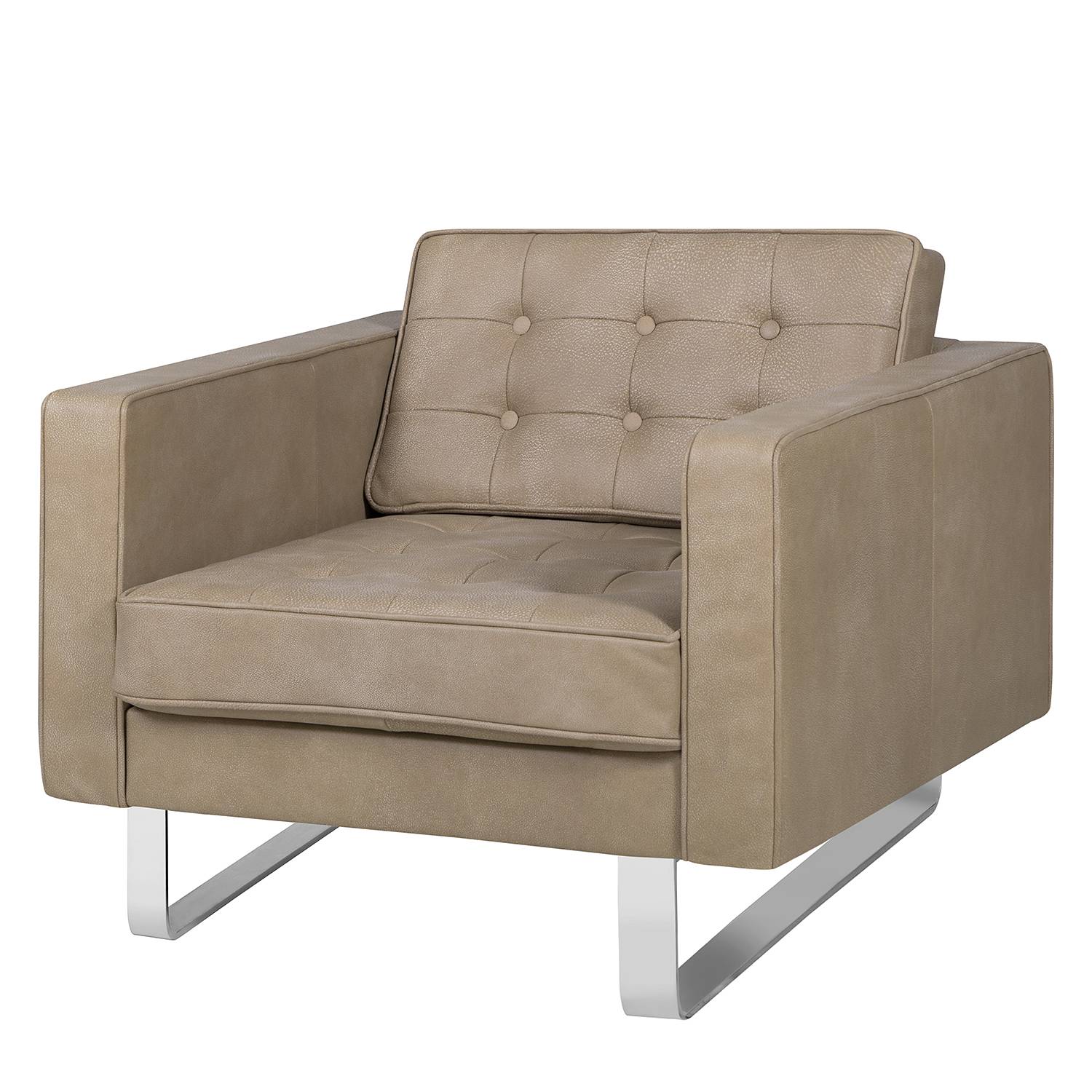 home24 Fredriks Sessel Chelsea IV Hellgrau Echtleder 82x75x85 cm (BxHxT)