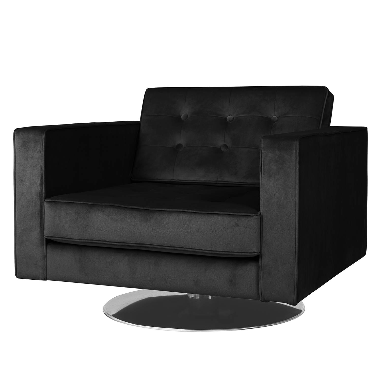 home24 Fredriks Drehsessel Chelsea III Schwarz Microfaser 82x75x85 cm (BxHxT)