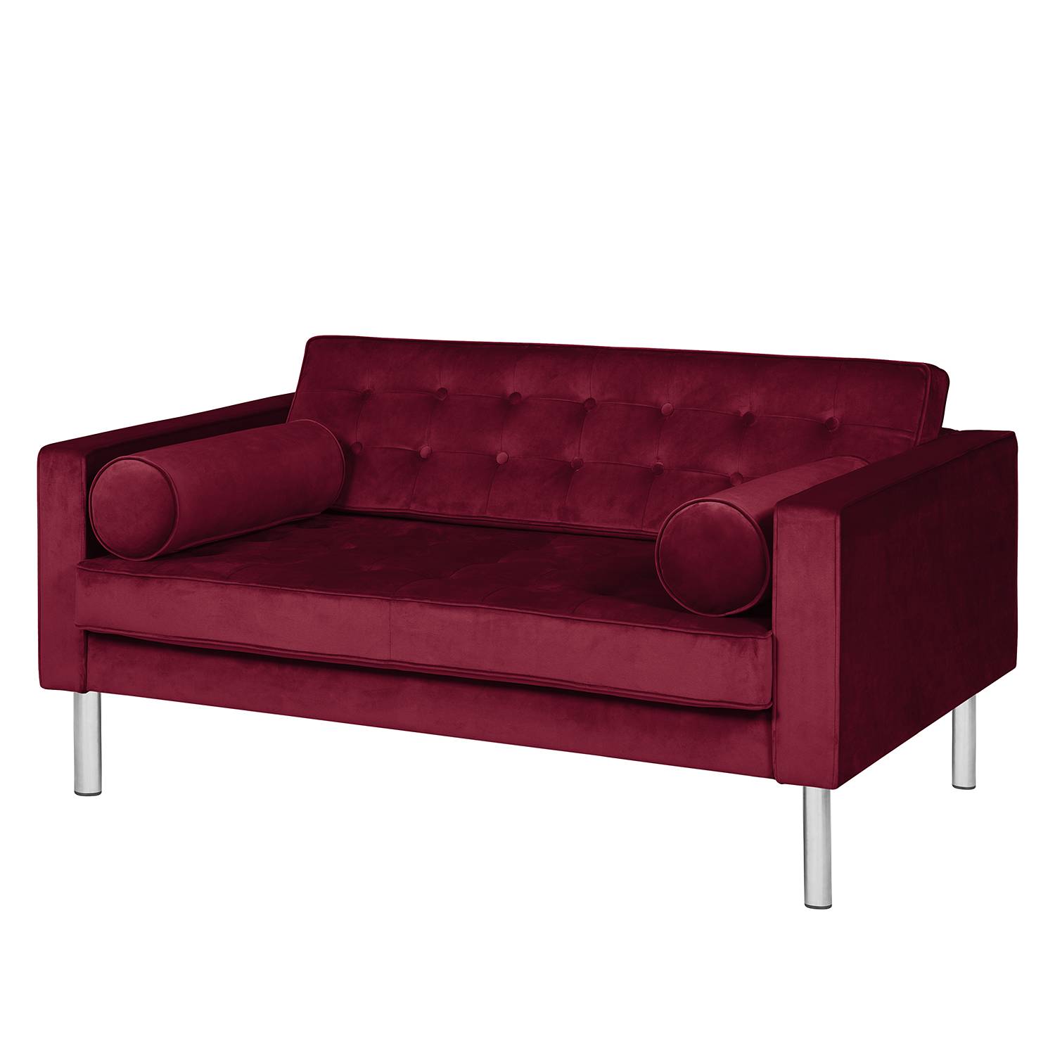 home24 Fredriks Sofa Chelsea III 2-Sitzer Bordeaux Microfaser 146x71x85 cm