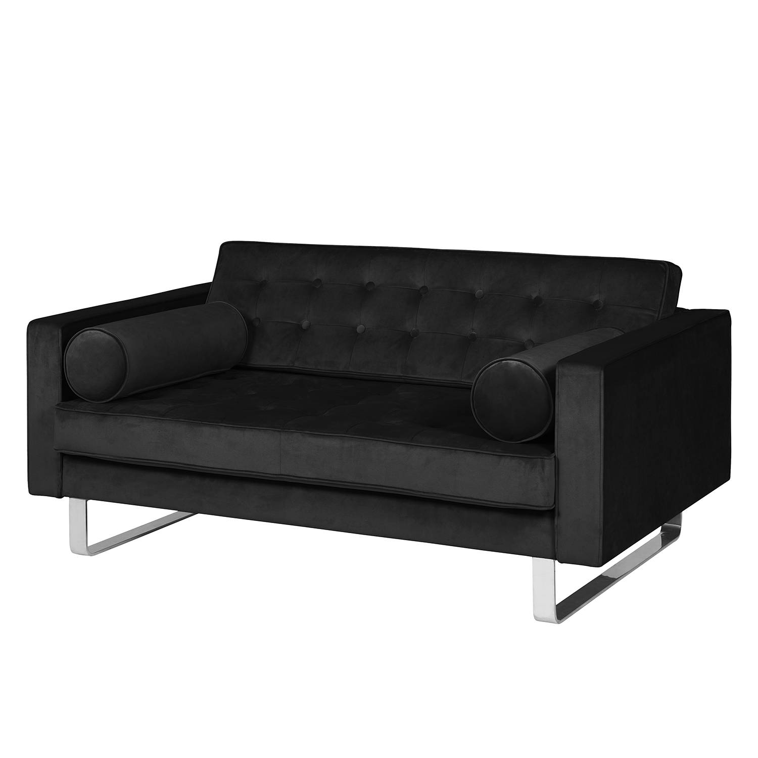 home24 Fredriks Sofa Chelsea III 2-Sitzer Schwarz Microfaser 146x68x85 cm