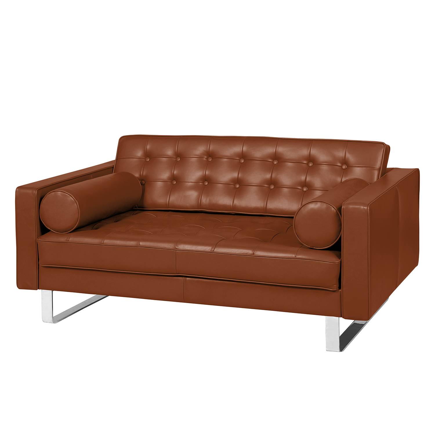 home24 Fredriks Sofa Chelsea IV 2-Sitzer Cognac Echtleder 146x68x85 cm