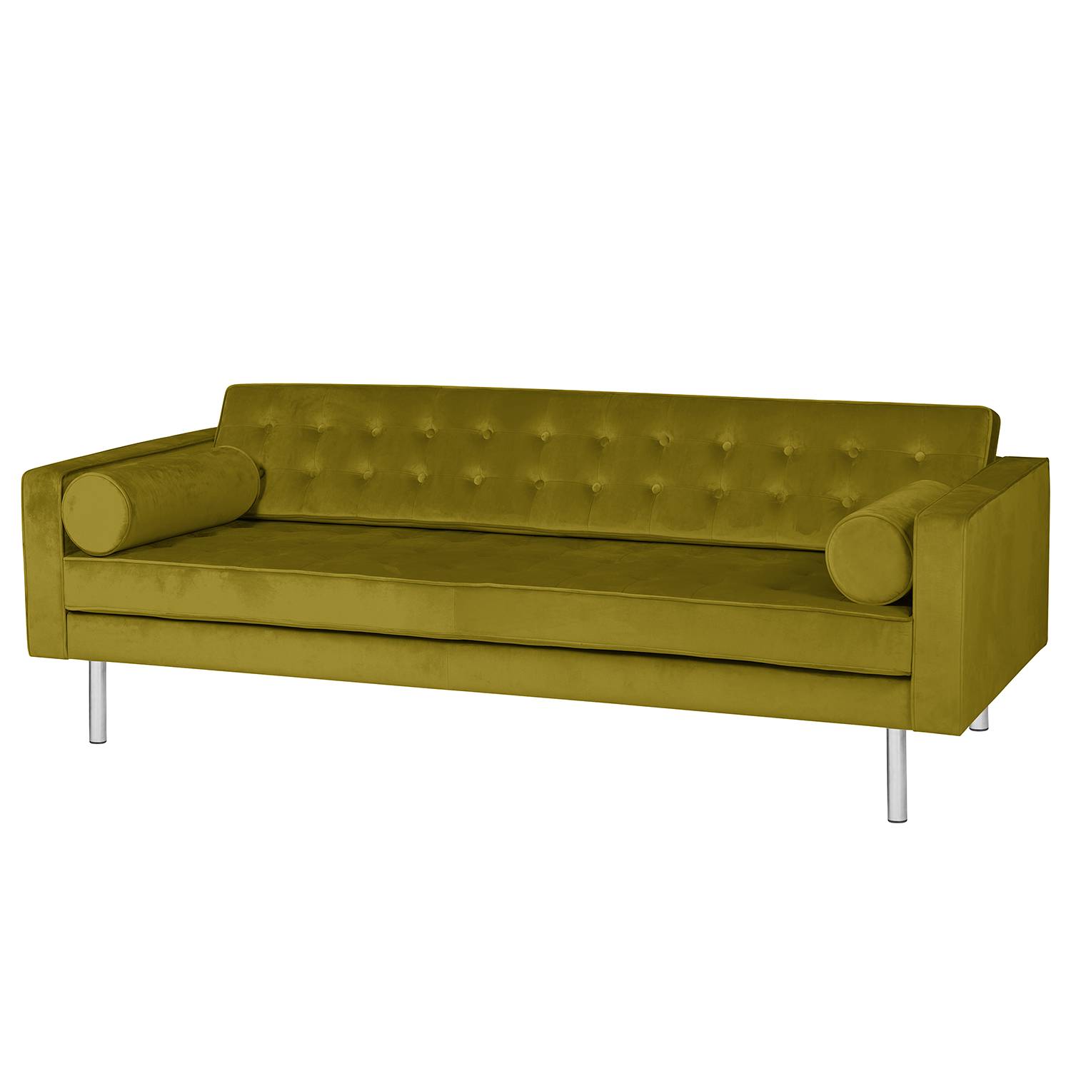 home24 Fredriks Sofa Chelsea III 3-Sitzer Grün Microfaser 216x71x85 cm