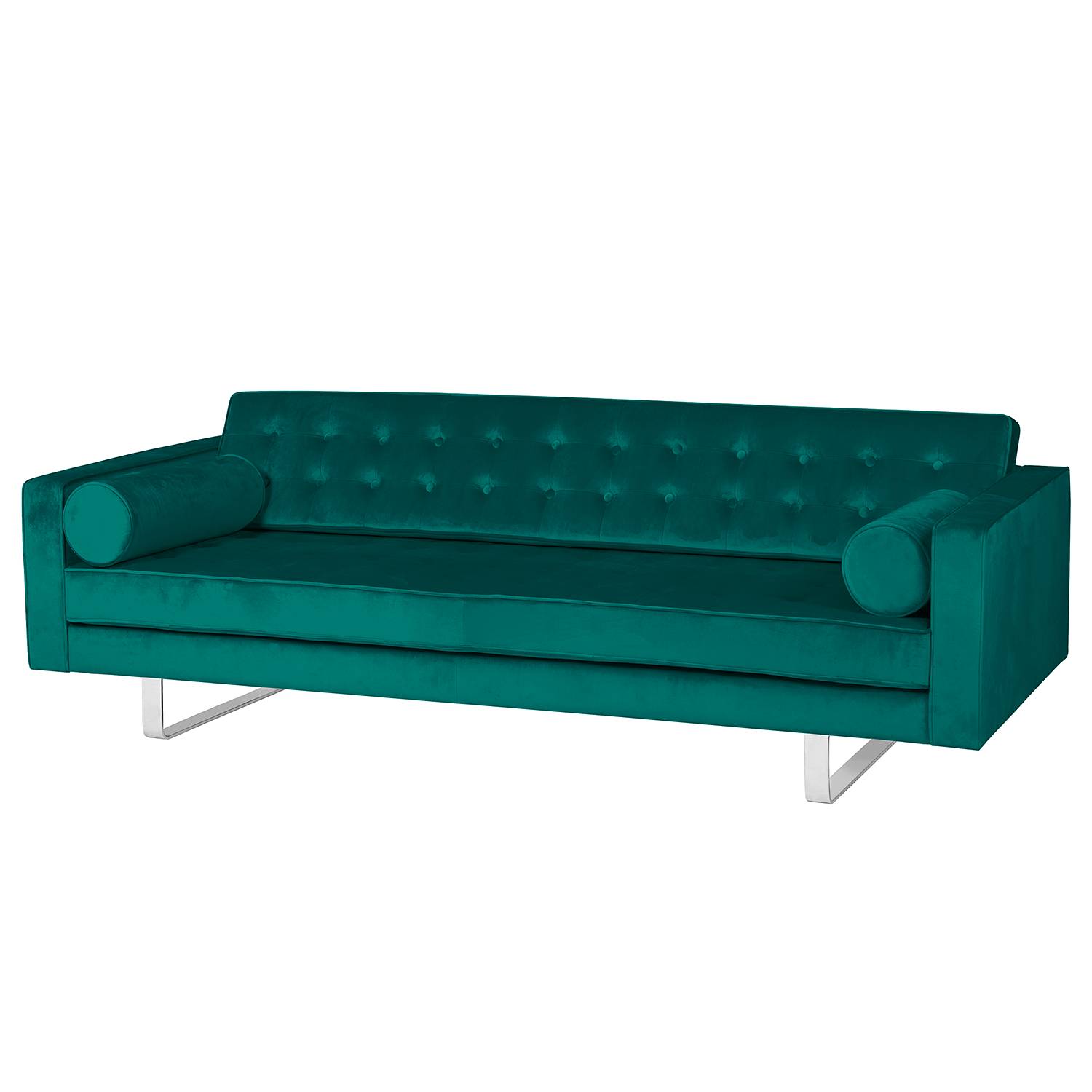 home24 Fredriks Sofa Chelsea III 3-Sitzer Petrol Microfaser 216x68x85 cm