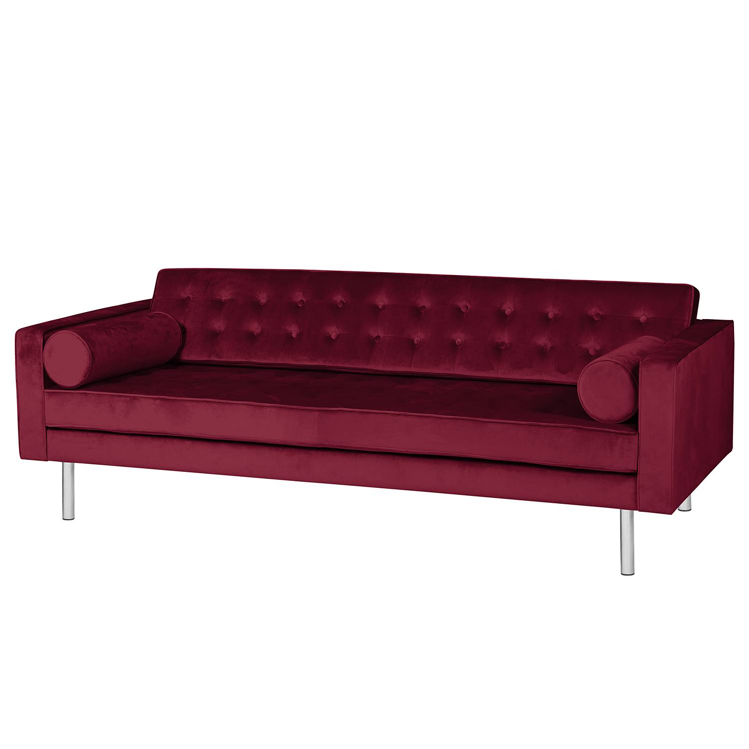 home24 Fredriks Sofa Chelsea III 3-Sitzer Bordeaux Microfaser 216x71x85 cm
