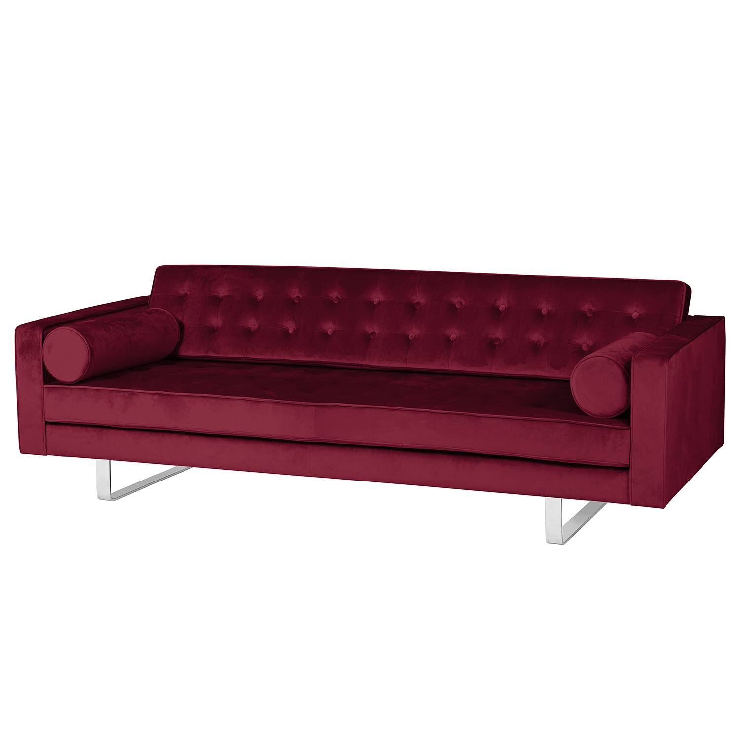 home24 Fredriks Sofa Chelsea III 3-Sitzer Bordeaux Microfaser 216x68x85 cm