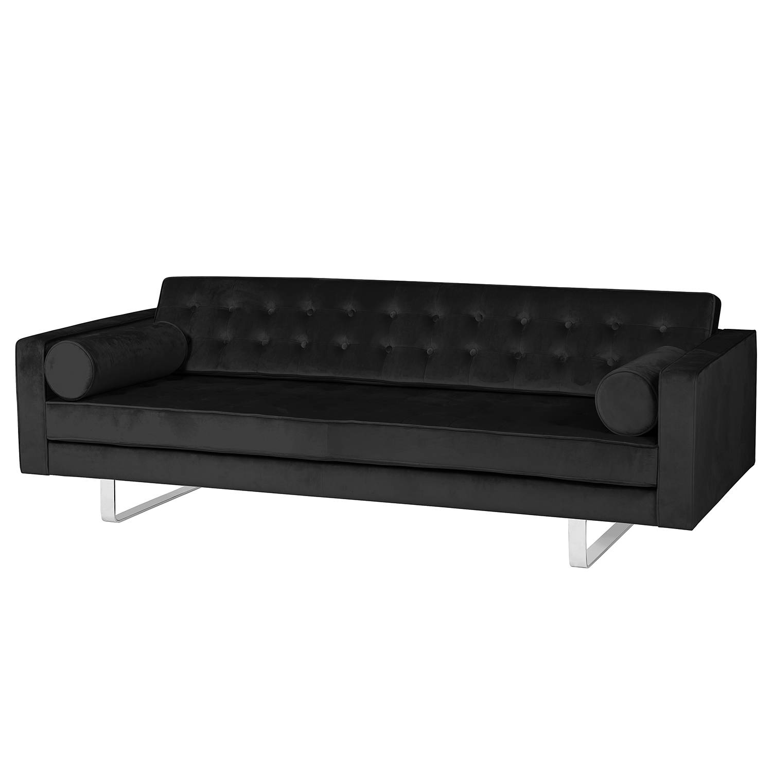 home24 Fredriks Sofa Chelsea III 3-Sitzer Schwarz Microfaser 216x68x85 cm