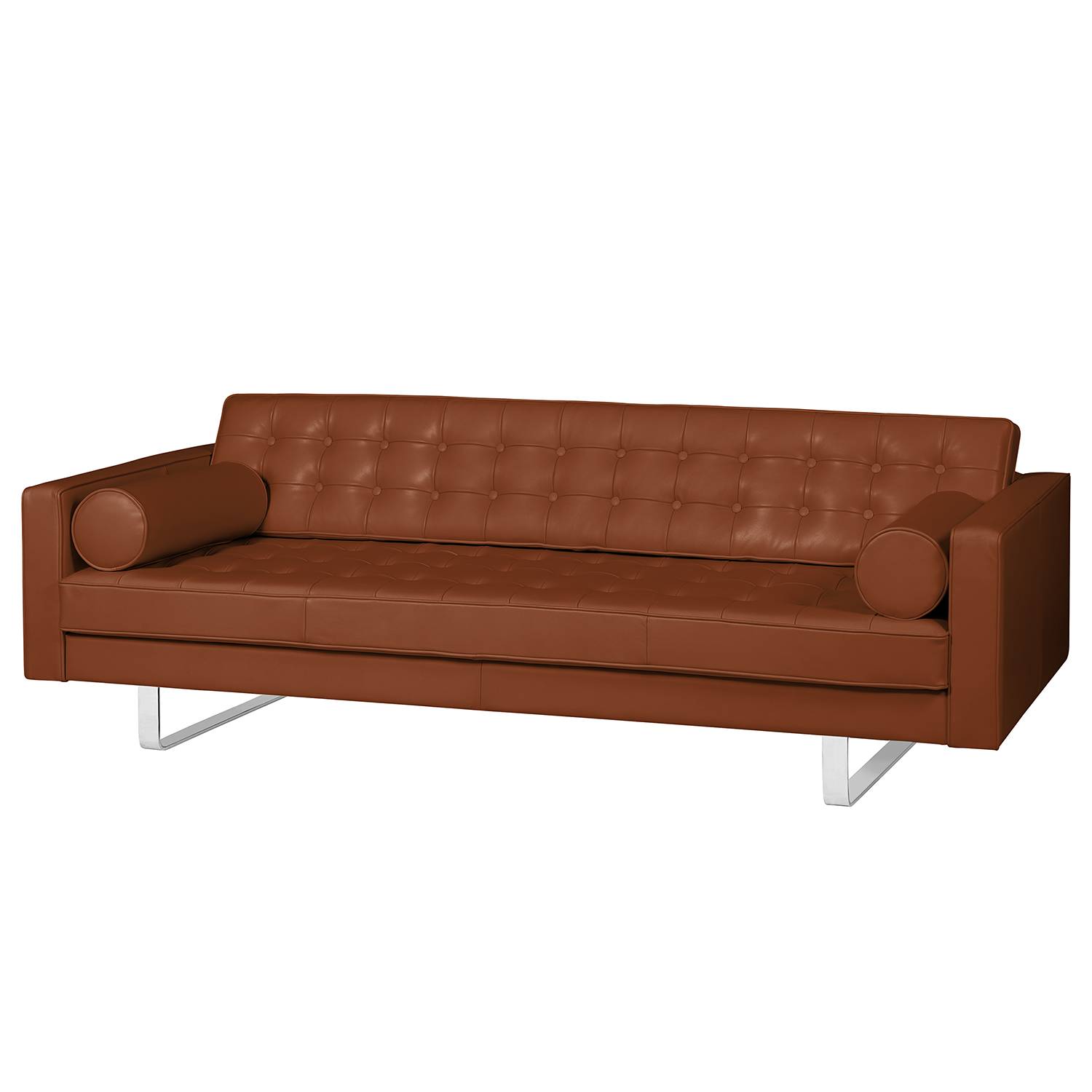 home24 Fredriks Sofa Chelsea IV 3-Sitzer Cognac Echtleder 216x68x85 cm
