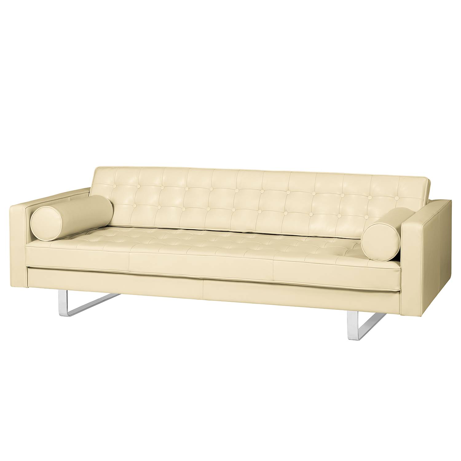 home24 Fredriks Sofa Chelsea IV 3-Sitzer Creme Echtleder 216x68x85 cm