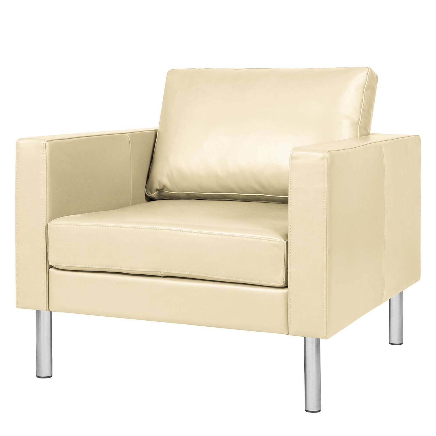 home24 Fredriks Sessel Portobello IV Creme Echtleder 82x75x85 cm (BxHxT)