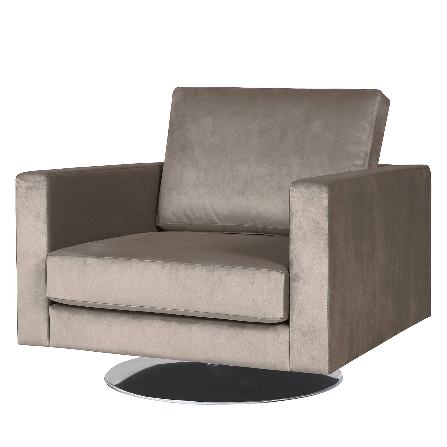 home24 Fredriks Drehsessel Portobello III Hellgrau Samt 82x75x85 cm (BxHxT)