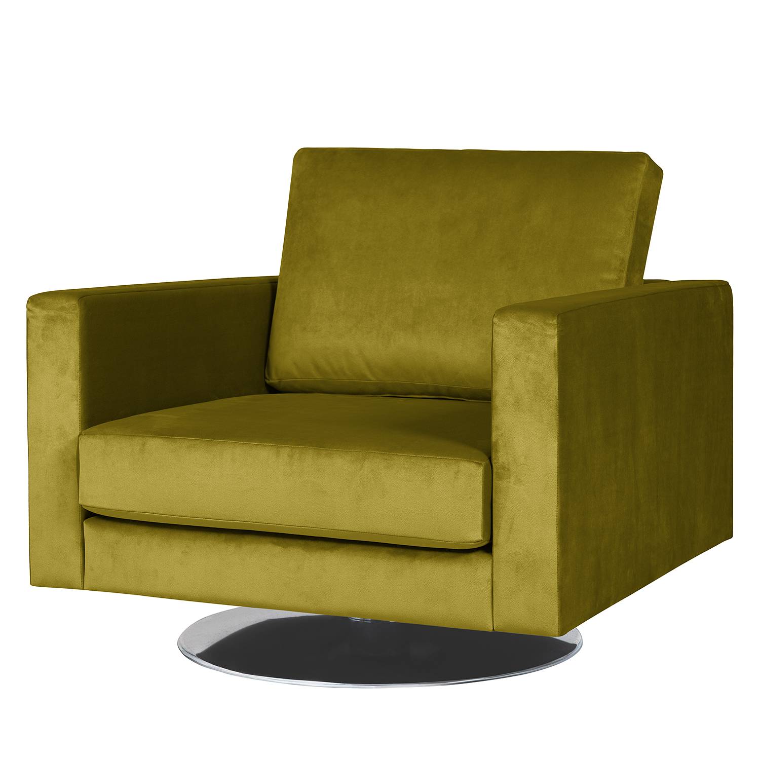 home24 Fredriks Drehsessel Portobello III Grün Samt 82x75x85 cm (BxHxT)