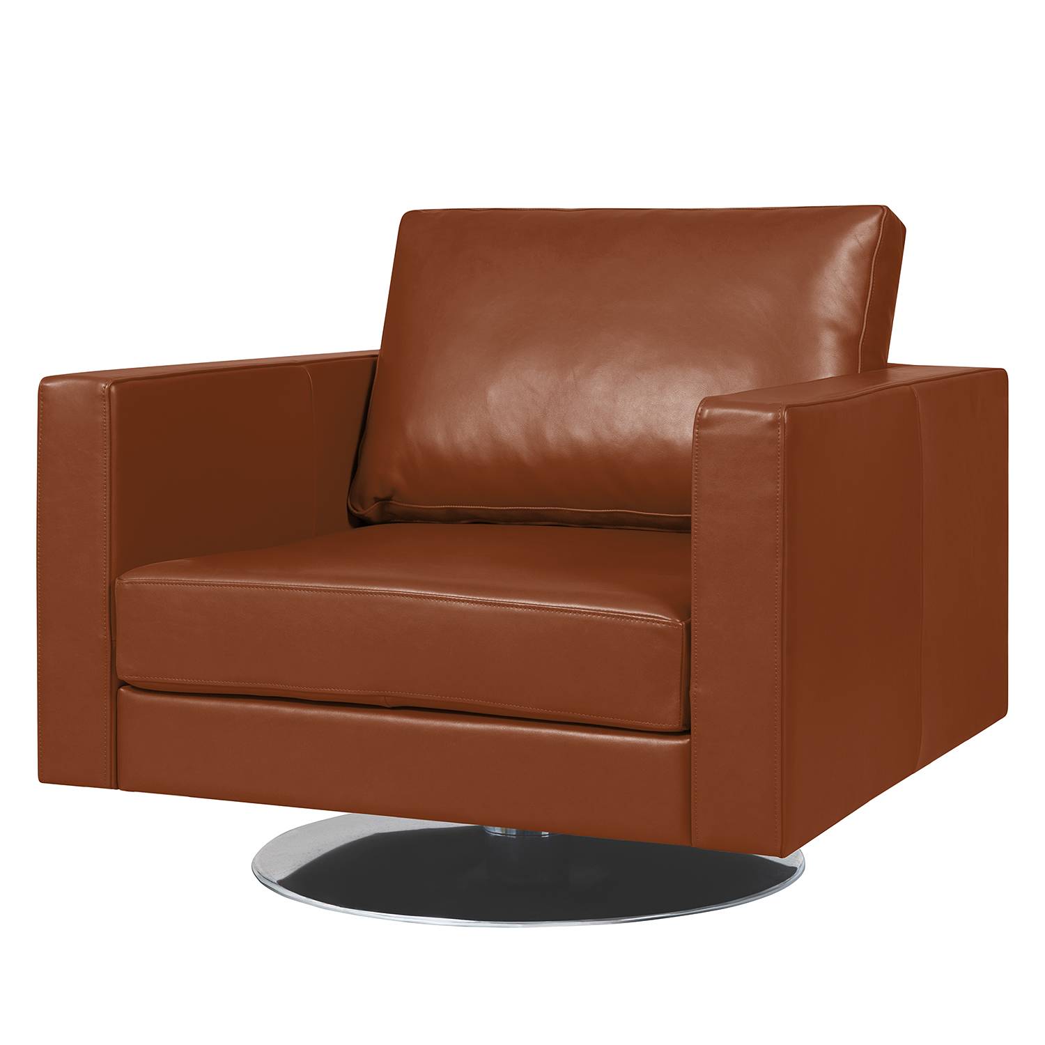 home24 Fredriks Drehsessel Portobello IV Cognac Echtleder 82x75x85 cm (BxHxT)
