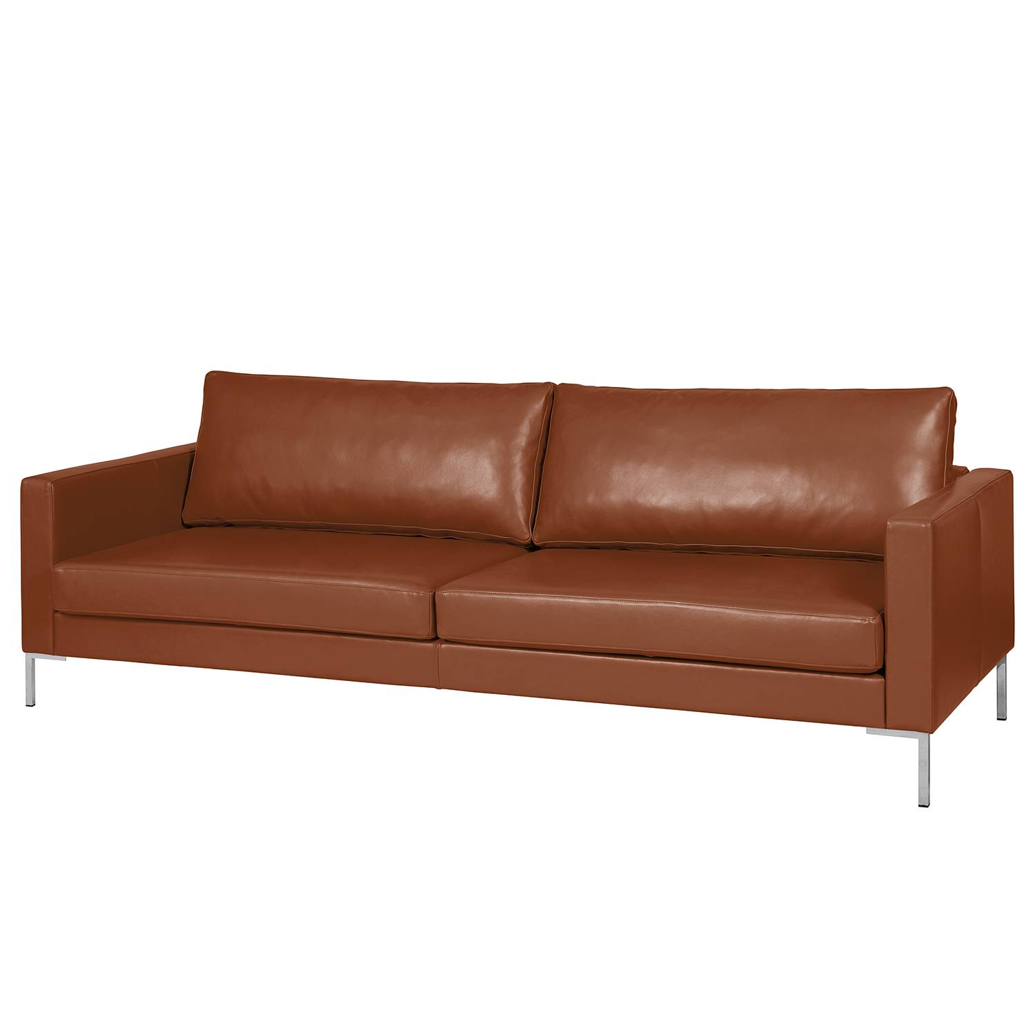 home24 Fredriks Sofa Portobello IV 3-Sitzer Cognac Echtleder 216x75x85 cm