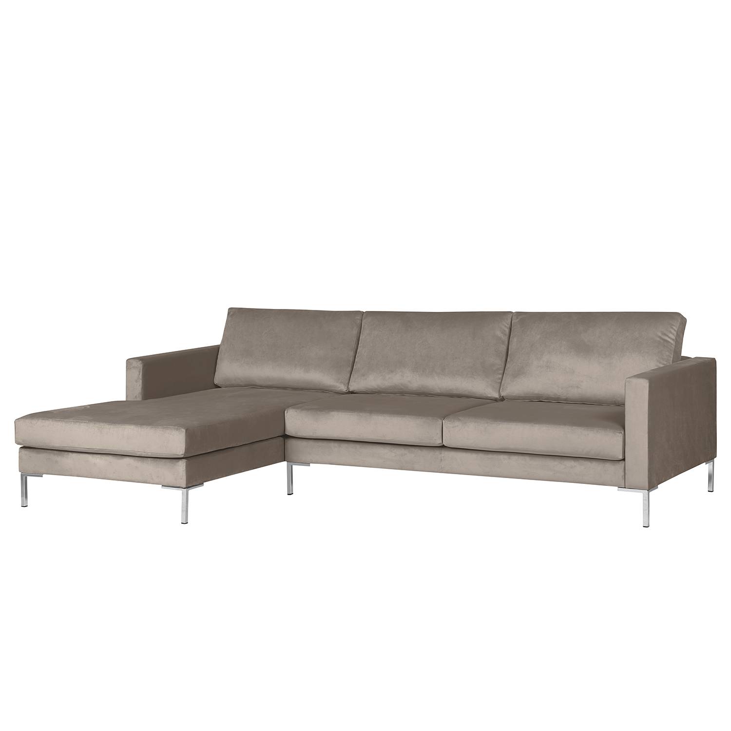 home24 Fredriks Ecksofa Portobello III Hellgrau Samt 251x75x155 cm