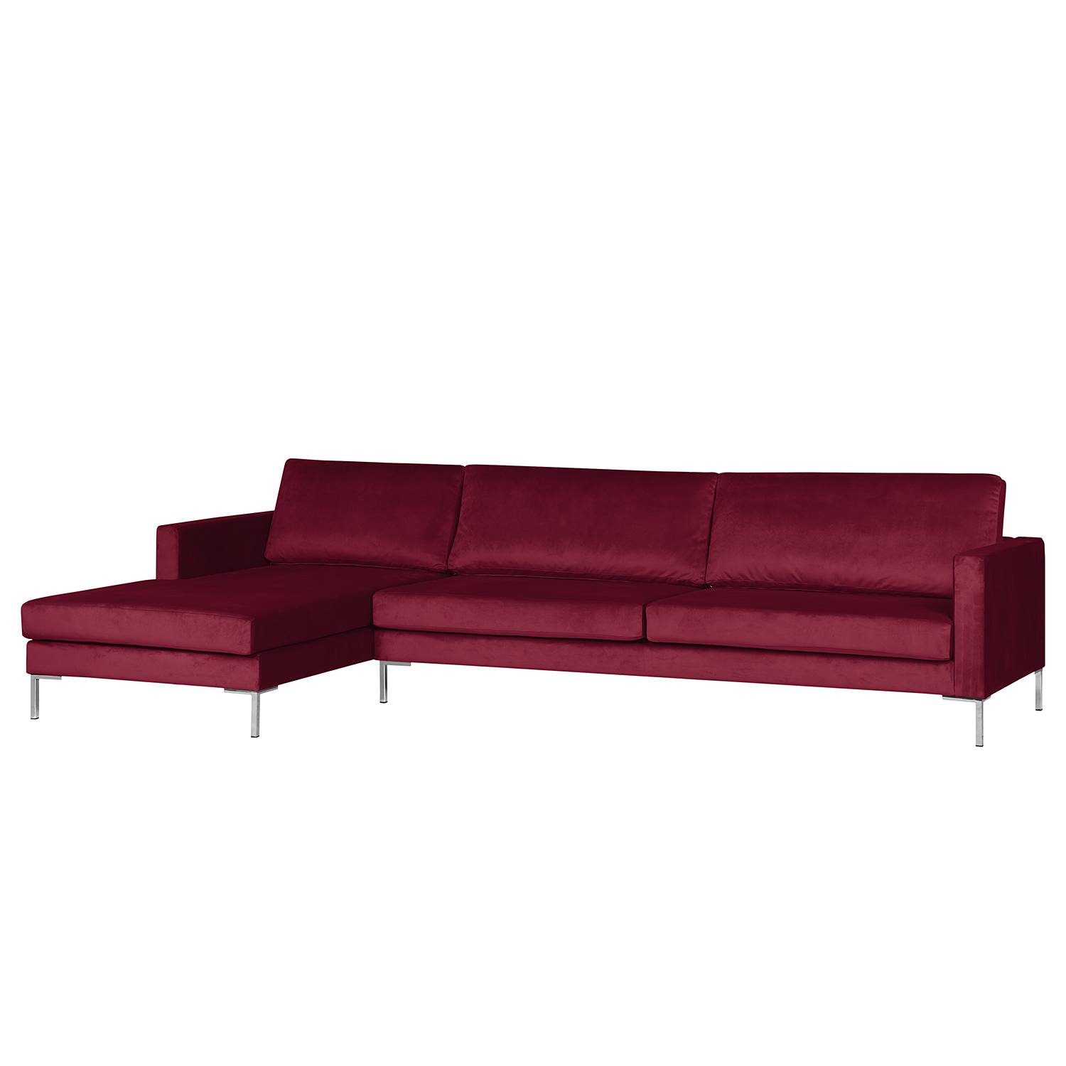 home24 Fredriks Ecksofa Portobello III Bordeaux Samt 293x75x155 cm