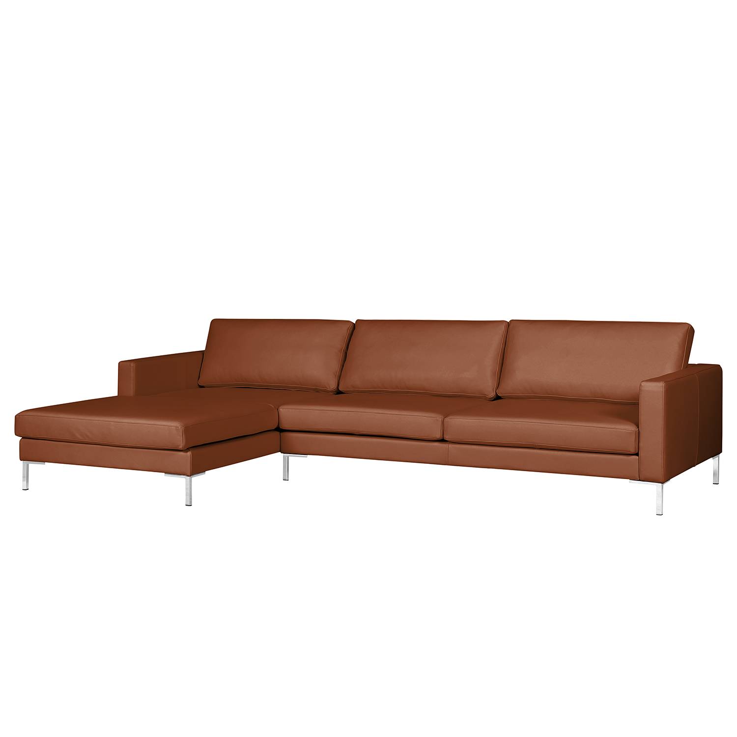home24 Fredriks Ecksofa Portobello IV Cognac Echtleder 293x75x155 cm