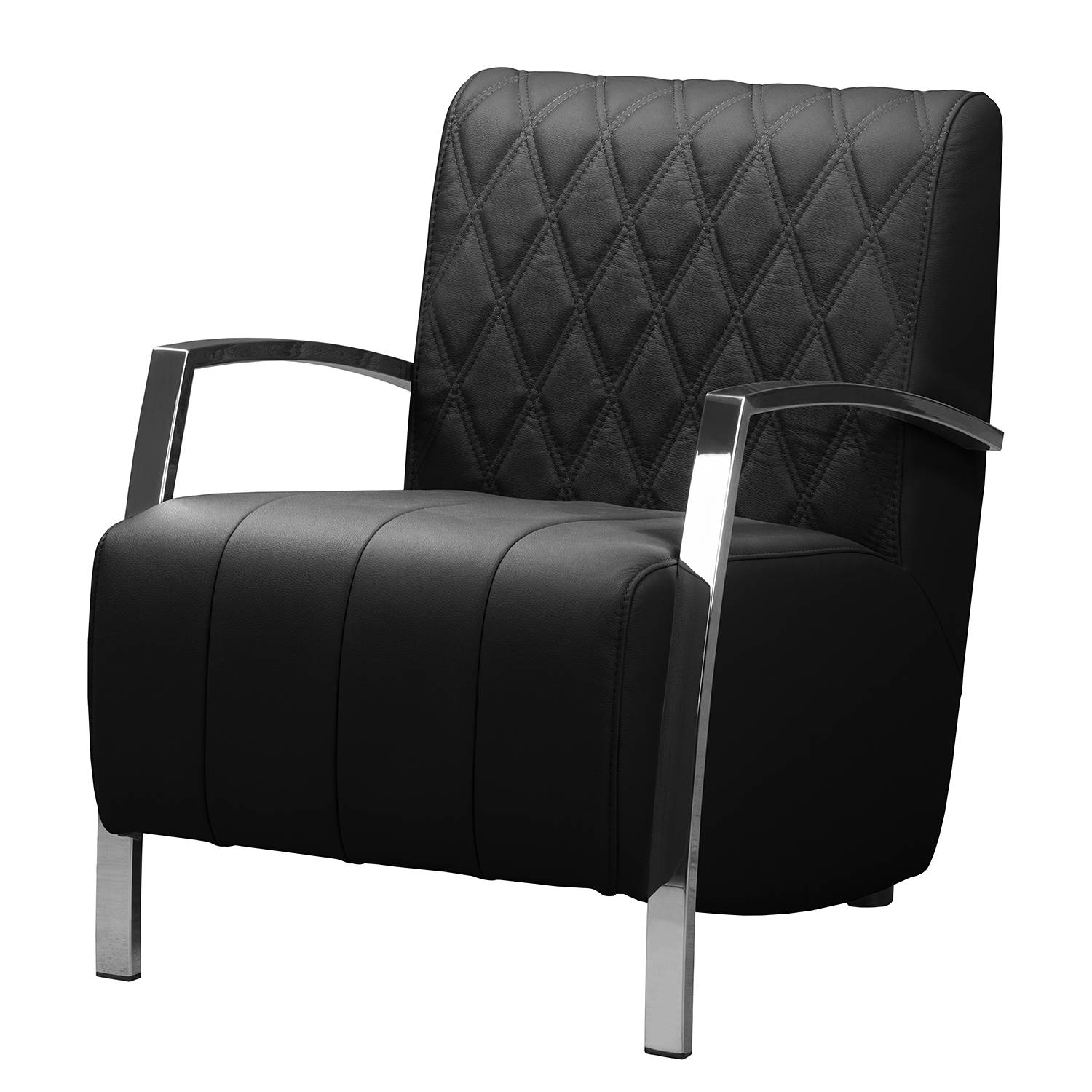 home24 loftscape Sessel Richlands I Schwarz Echtleder 63x81x76 cm (BxHxT)