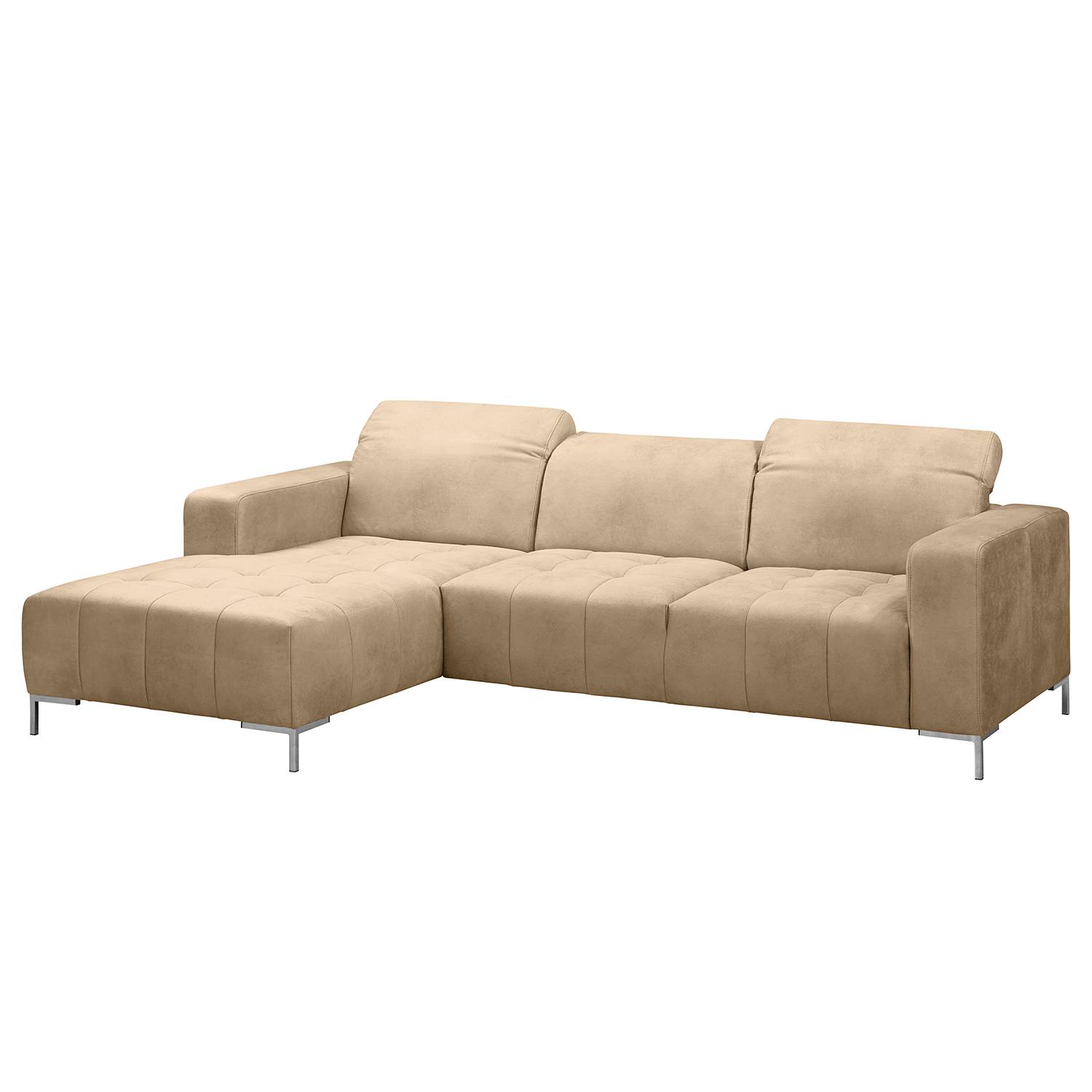 home24 Fredriks Ecksofa Graide III Beige Microfaser 258x77x172 cm