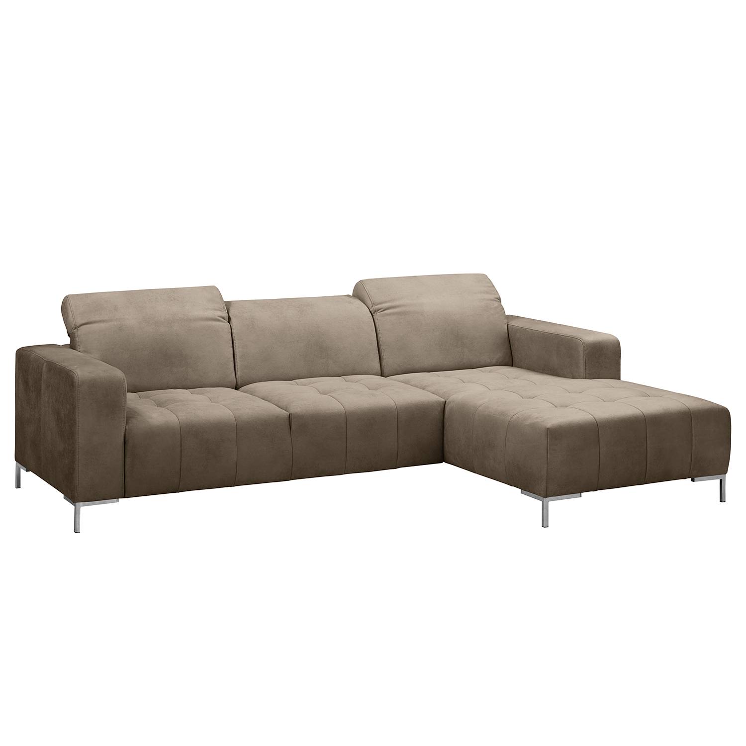 home24 Fredriks Ecksofa Graide III Taupe Microfaser 258x77x172 cm