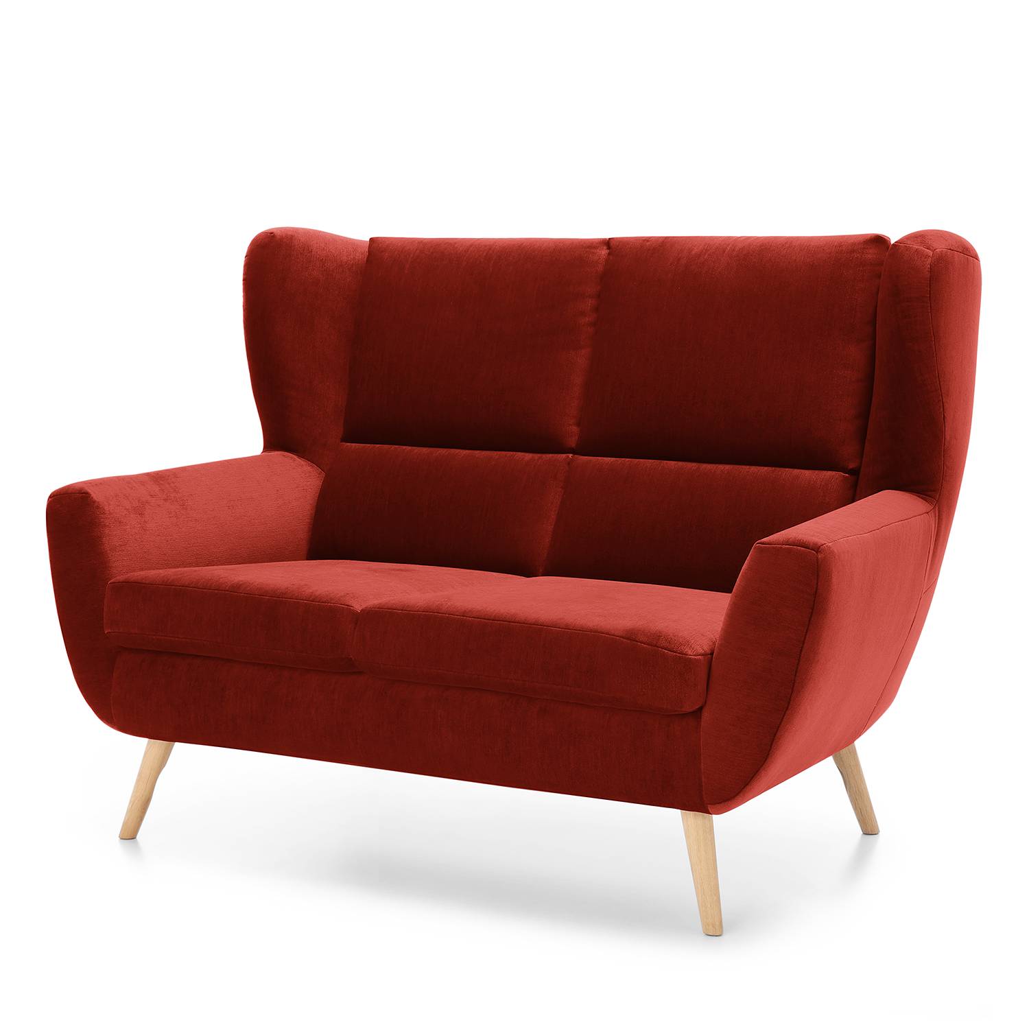 home24 Norrwood Sofa Glenhaven 2-Sitzer Rot Samt 137x105x95 cm