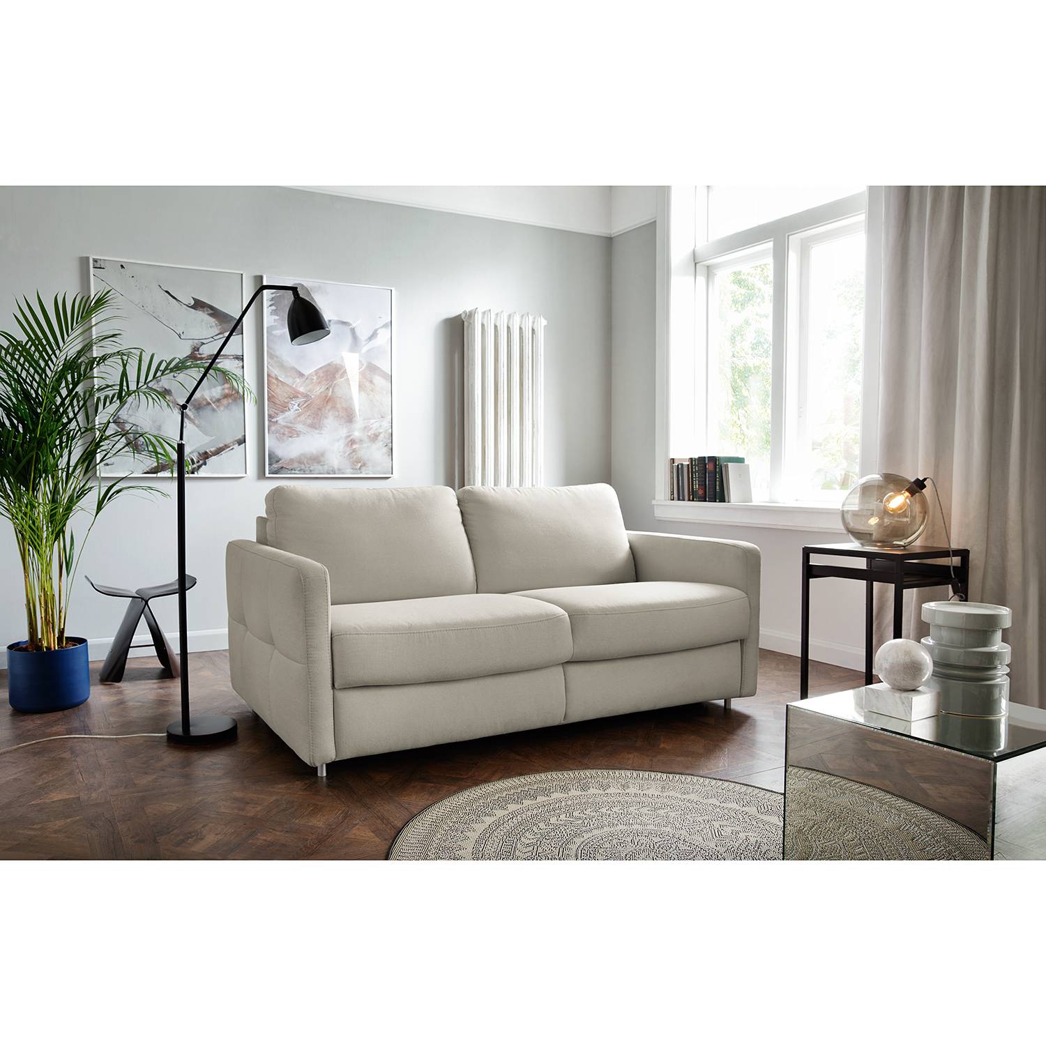 home24 loftscape Schlafsofa Montenegro Kaschmir Strukturstoff 157x86x101 cm mit Schlaffunktion