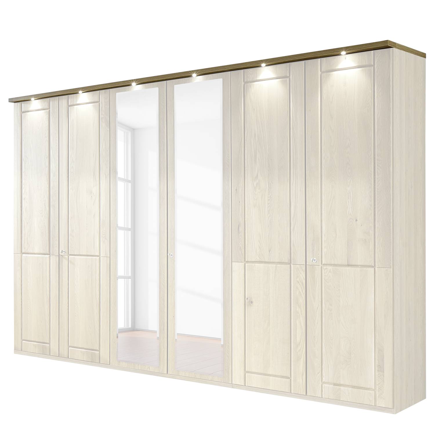 home24 Wiemann Kranzleiste Borkum Eiche-Nachbildung mit Beleuchtung 200x3.2x13 cm (BxHxT) Spanplatte Modern