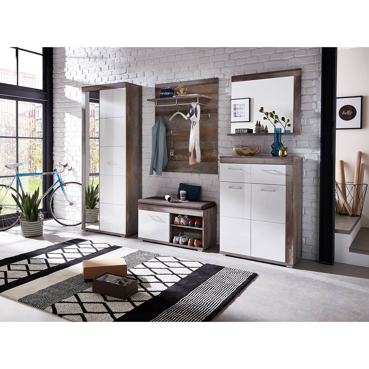 home24 loftscape Spiegel Polis Driftwood Dekor Modern MDF 77x70x12 cm (BxHxT)