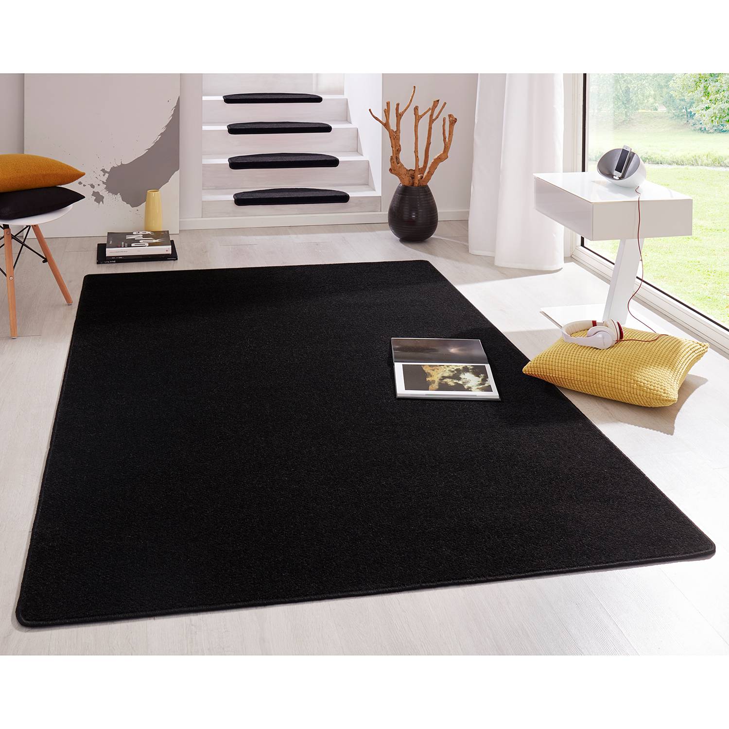 home24 Hanse Home Kurzflorteppich Fancy Rauchschwarz Rechteckig 160x240 cm (BxT) Webstoff