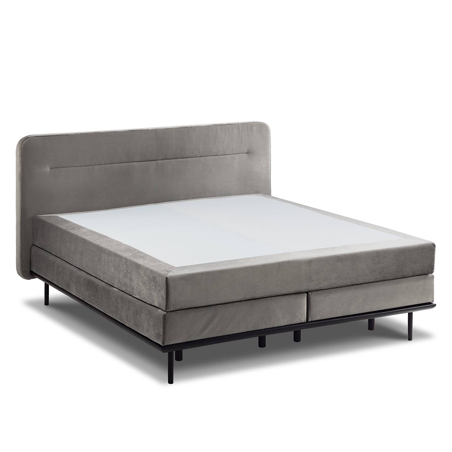 Boxspringbett VILLO - Samtstoff / Massivholz
