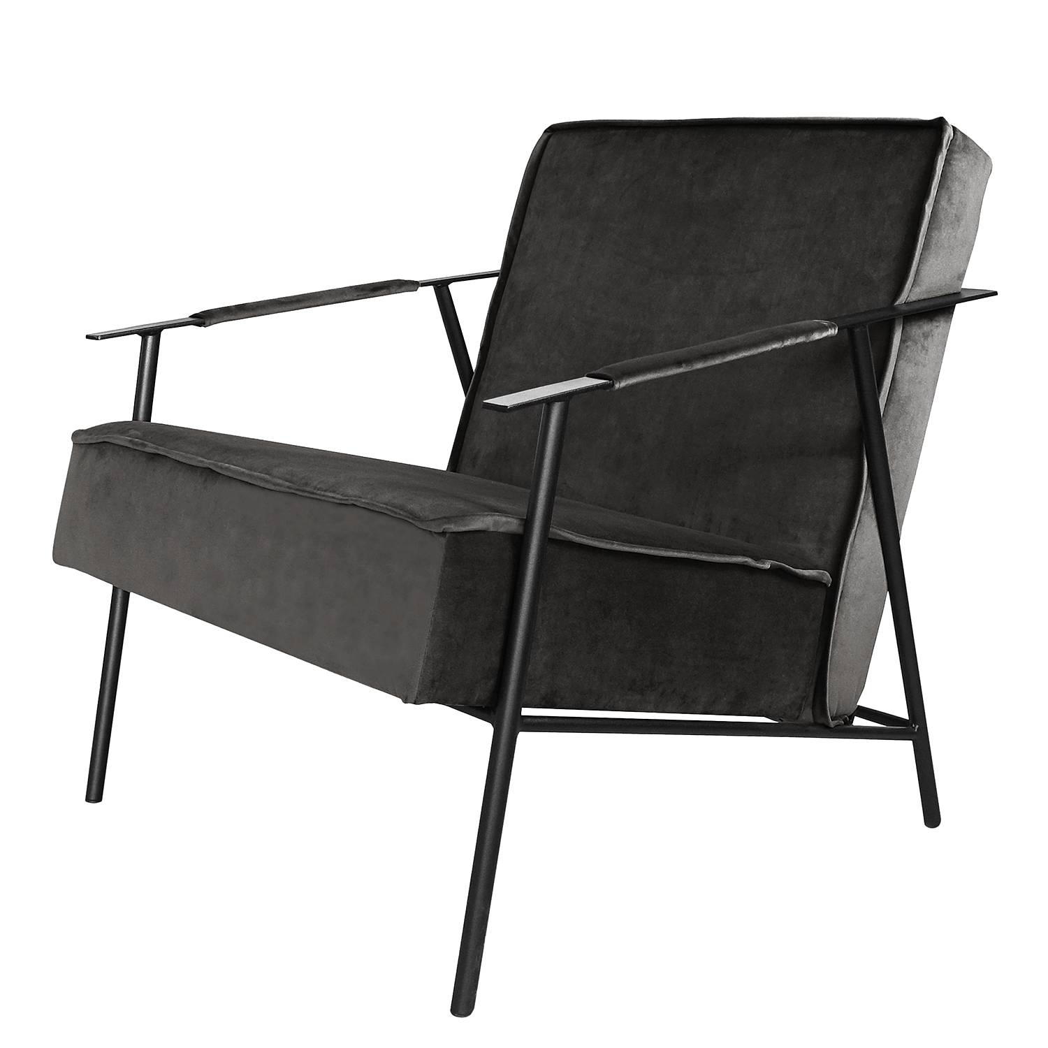 home24 Jack & Alice Sessel Canoas II Dunkelgrau Samt 66x75x75 cm (BxHxT)