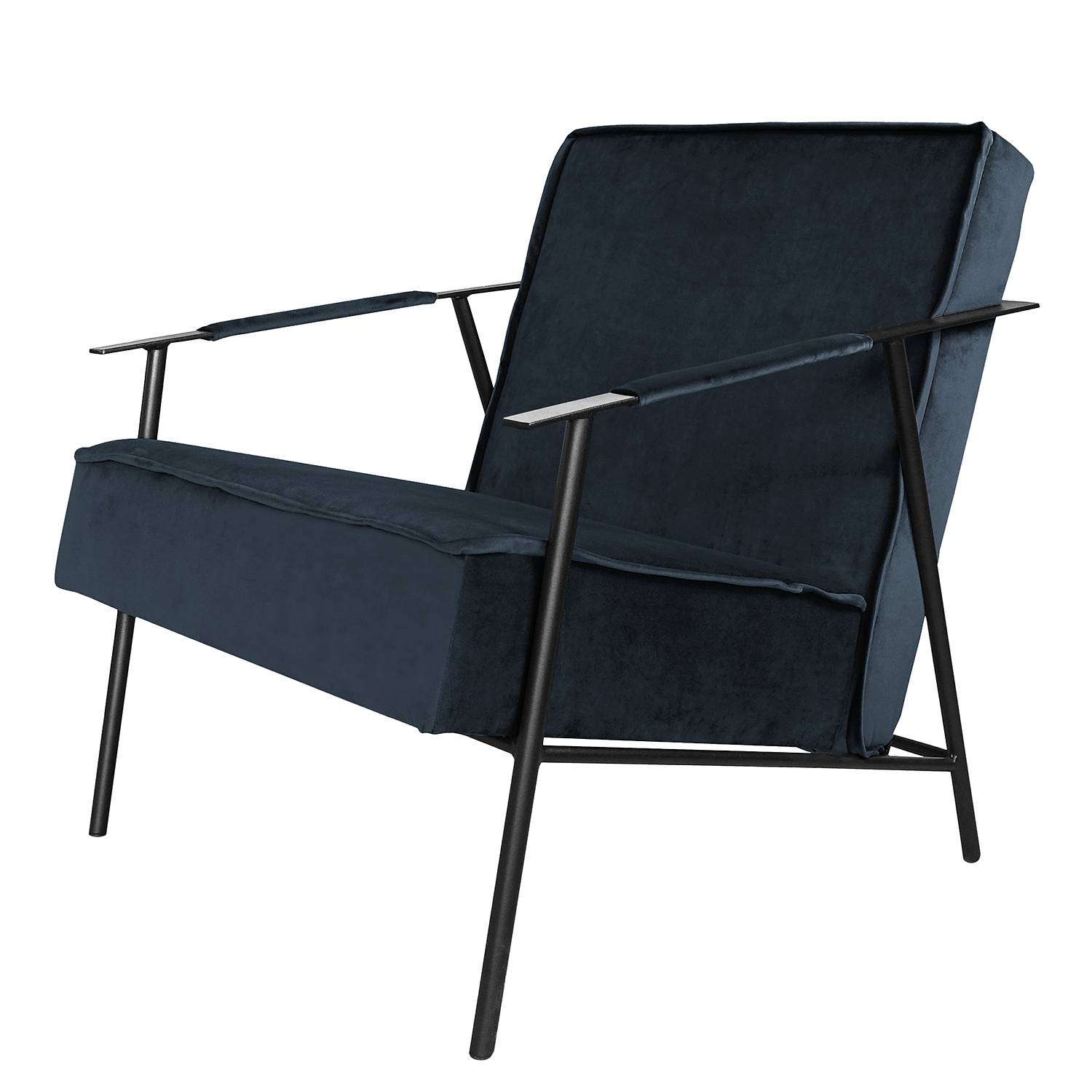 home24 Jack & Alice Sessel Canoas II Dunkelblau Samt 66x75x75 cm (BxHxT)