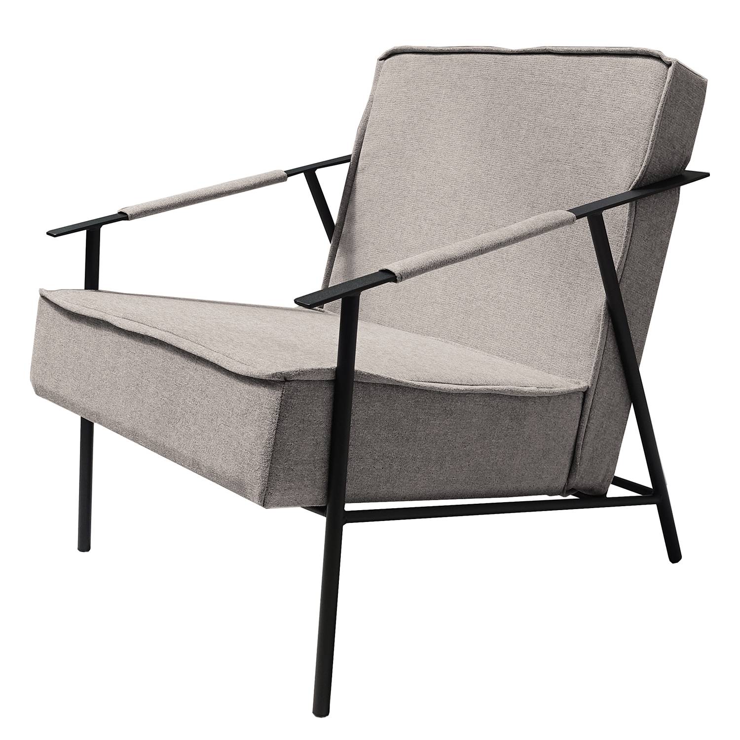 home24 Norrwood Sessel Canoas III Grau Webstoff 66x75x75 cm (BxHxT)