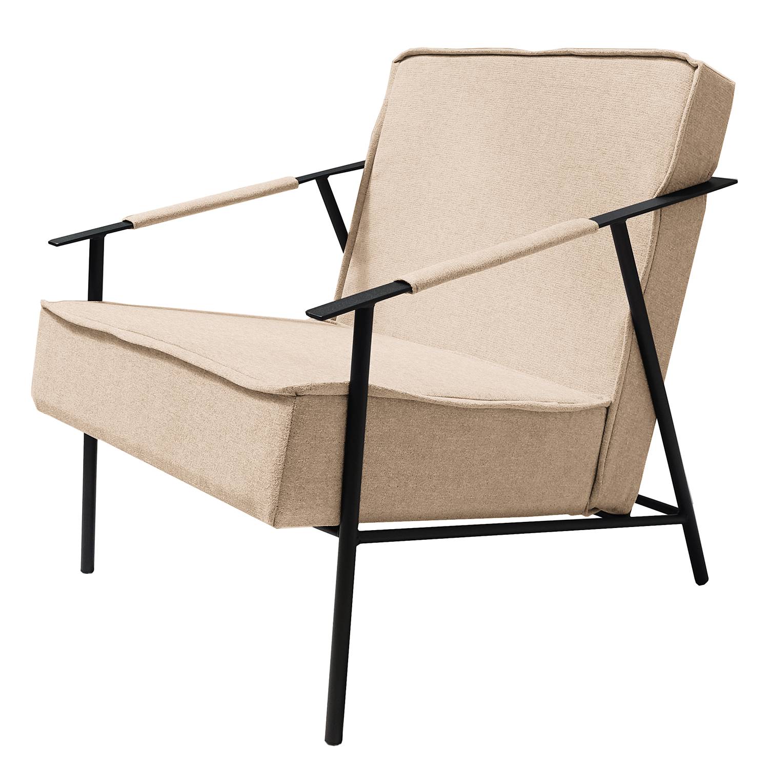 home24 Norrwood Sessel Canoas III Beige Webstoff 66x75x75 cm (BxHxT)