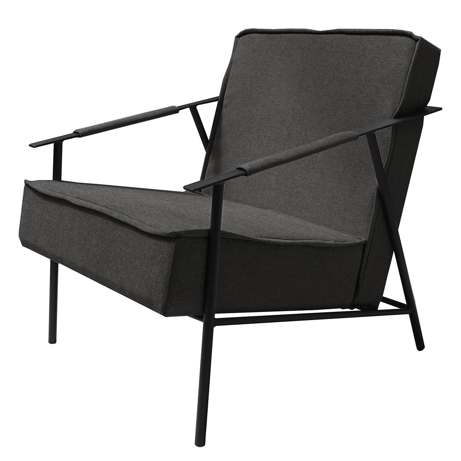 home24 Norrwood Sessel Canoas III Schwarz Webstoff 66x75x75 cm (BxHxT)