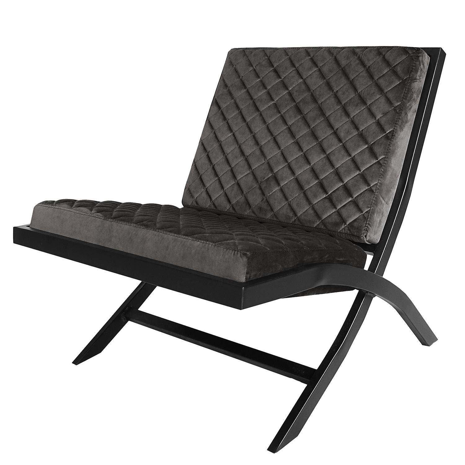home24 Jack & Alice Sessel Bourke II Dunkelgrau Samt 64x73x75 cm (BxHxT)