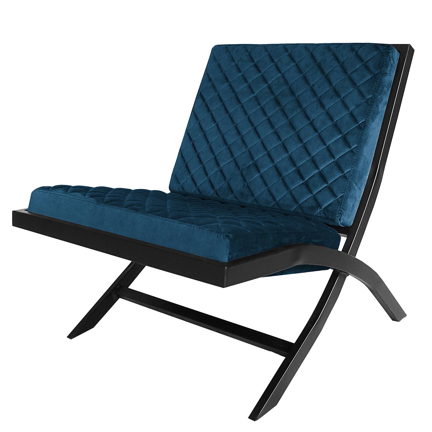 home24 Jack & Alice Sessel Bourke II Marineblau Samt 64x73x75 cm (BxHxT)
