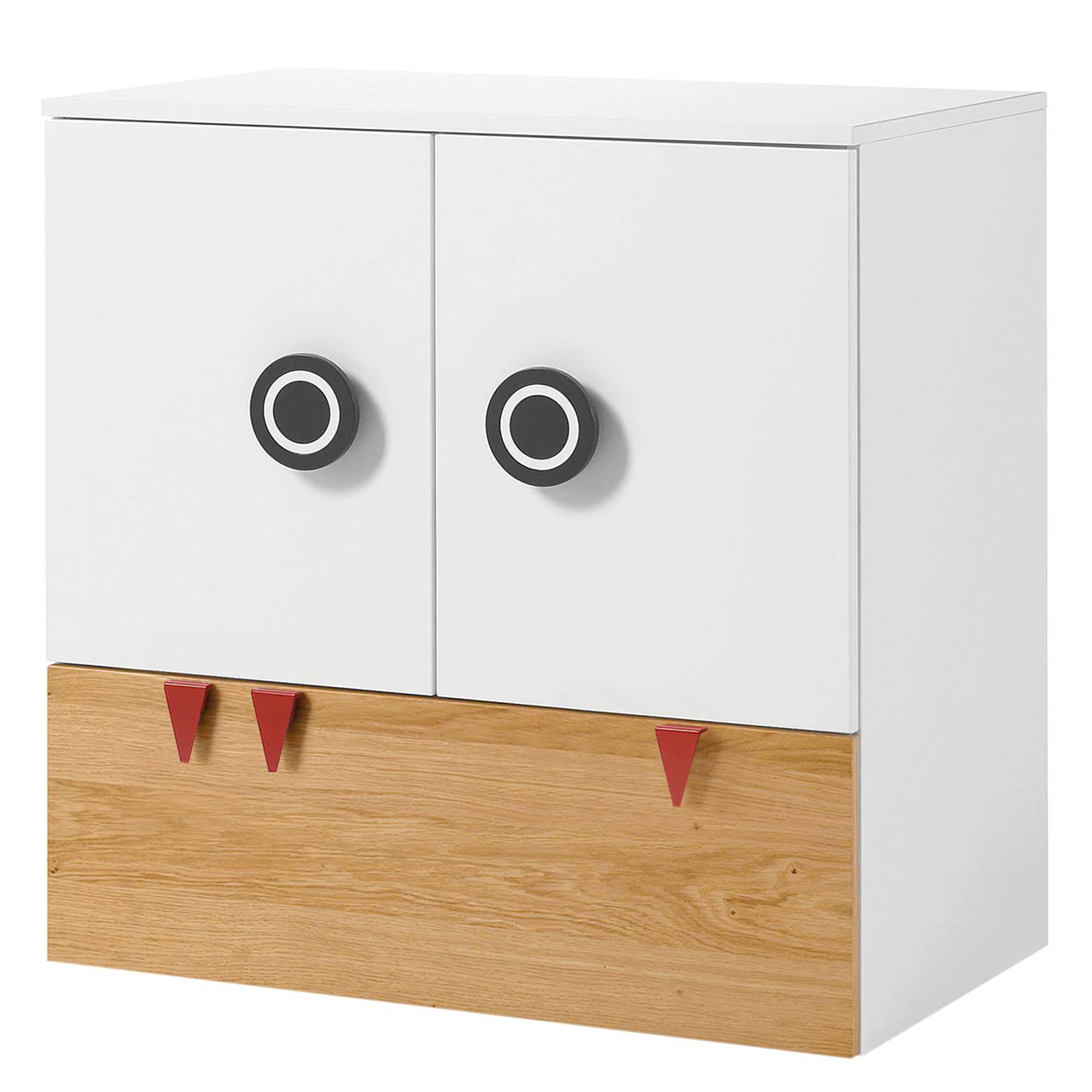 home24 Kommode hülsta now minimo II Weiß/Natureiche MDF 90x93x53 cm (BxHxT) 2-türig 1 Schublade