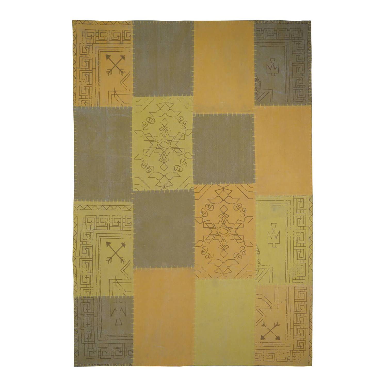 Kayoom Kayoom Kurzflorteppich Lyrical 210 Gelb Rechteckig 230x160 cm (BxT) Vintage Design Baumwolle