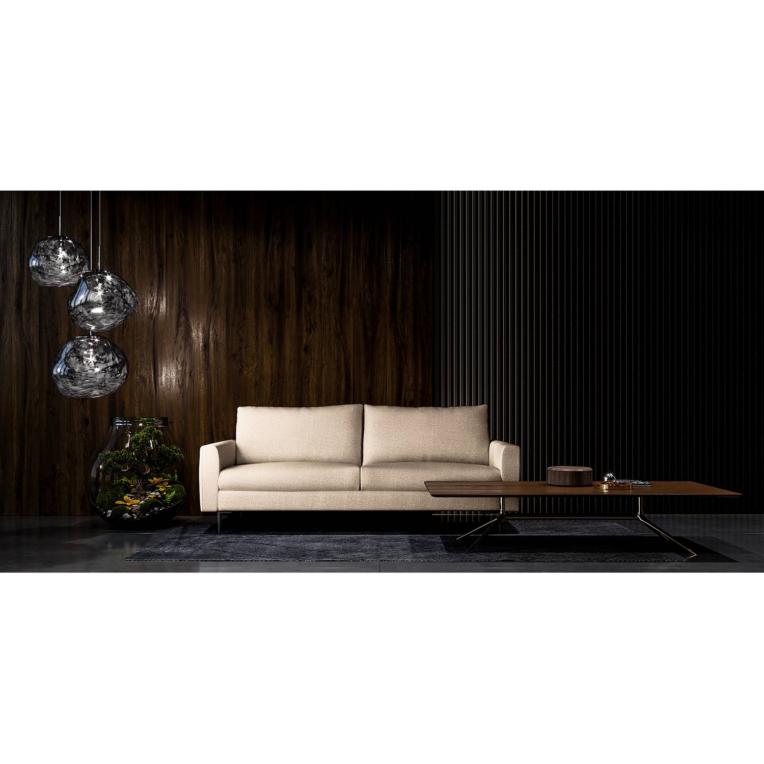 home24 Mørteens Sofa Hotan 3-Sitzer Beige Webstoff 223x80x98 cm