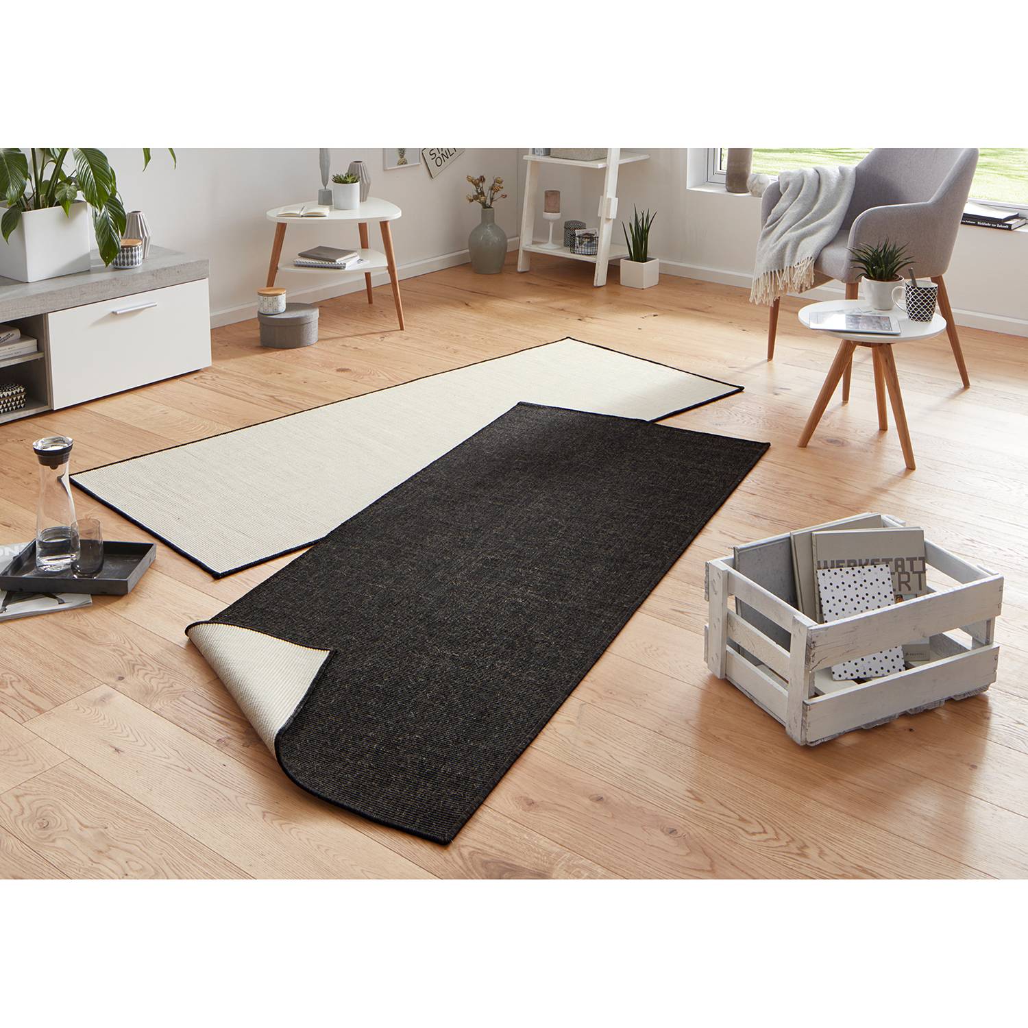 home24 Bougari In-/Outdoorläufer Miami Schwarz Rechteckig 80x350 cm (BxT) Kunstfaser