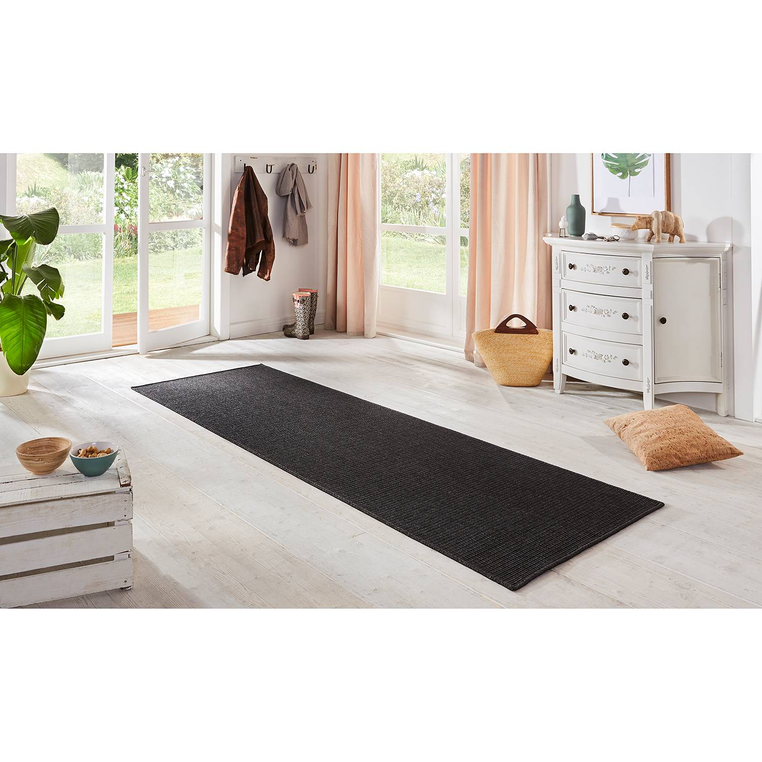 home24 BT Carpet In-/Outdoorteppich Nature Schwarz Rechteckig 80x150 cm (BxT) Kunstfaser