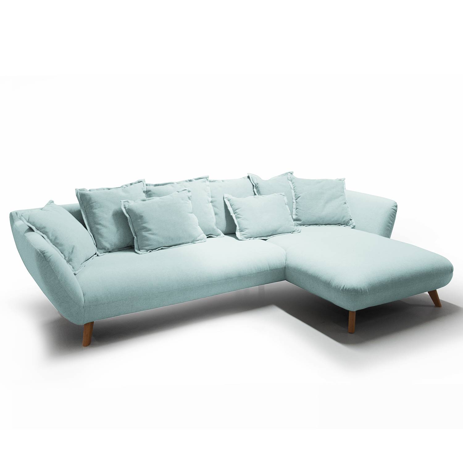 home24 Norrwood Ecksofa Halma I Hellblau Webstoff 289x84x174 cm