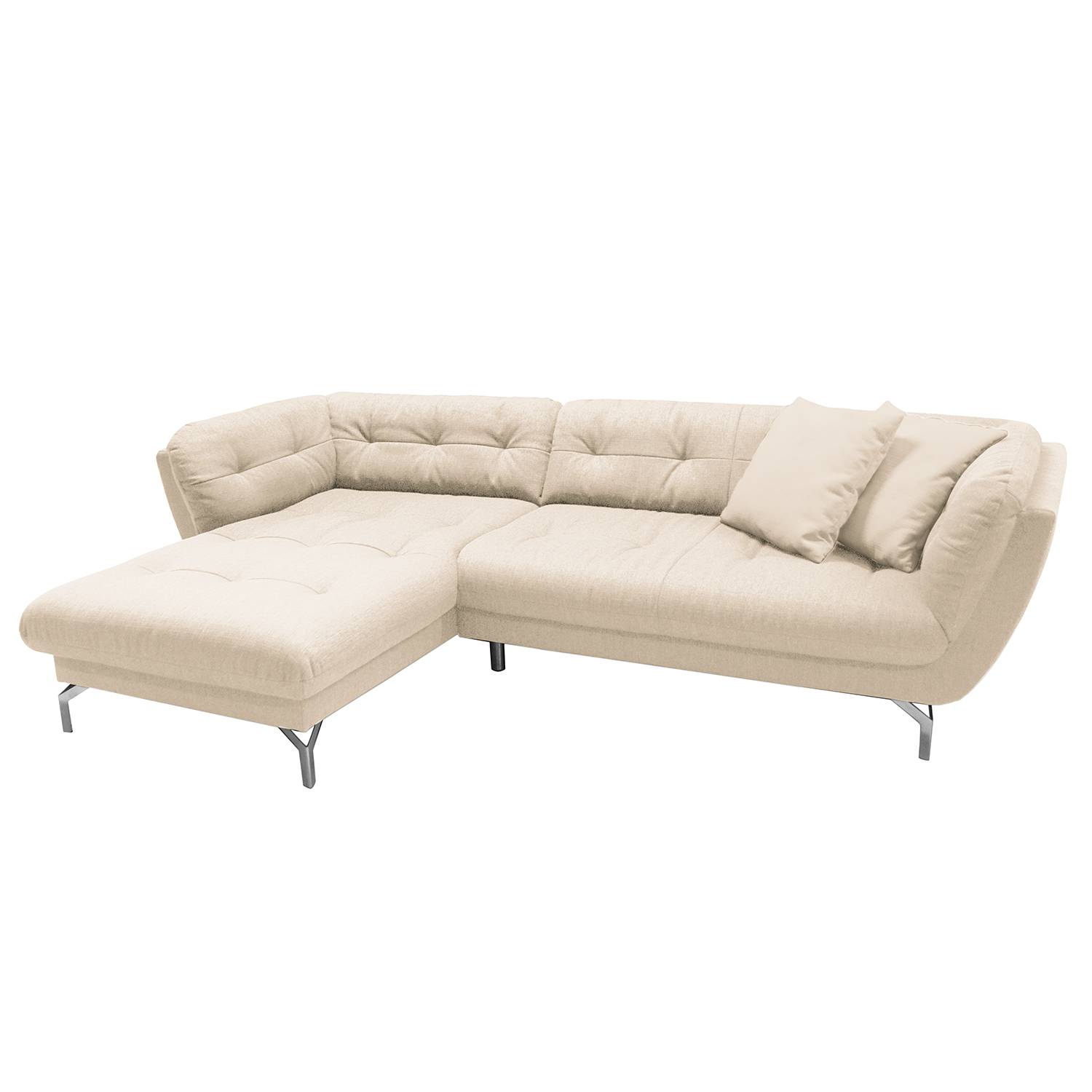 home24 Fredriks Ecksofa Somerset I Creme Webstoff 270x77x170 cm