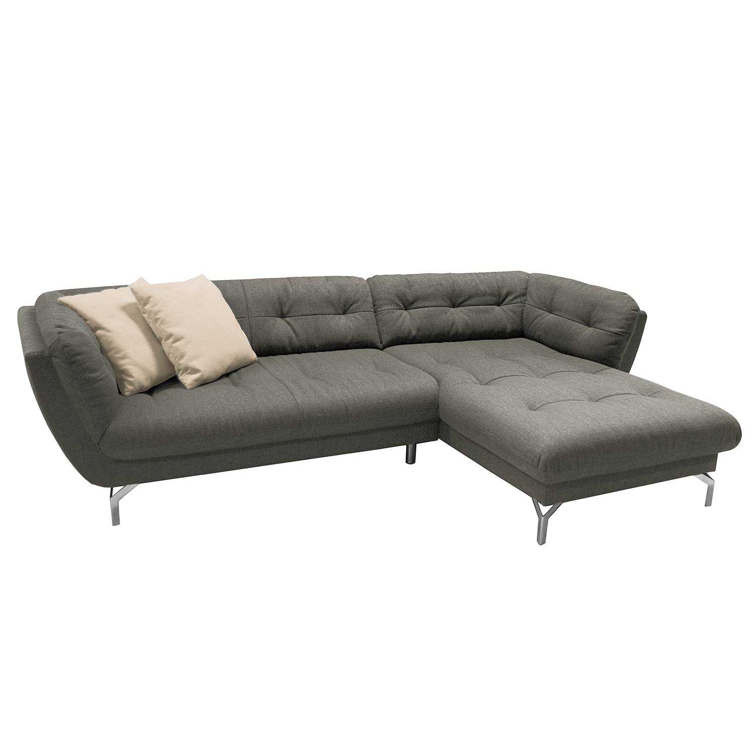 home24 Fredriks Ecksofa Somerset I Grau Webstoff 270x77x170 cm