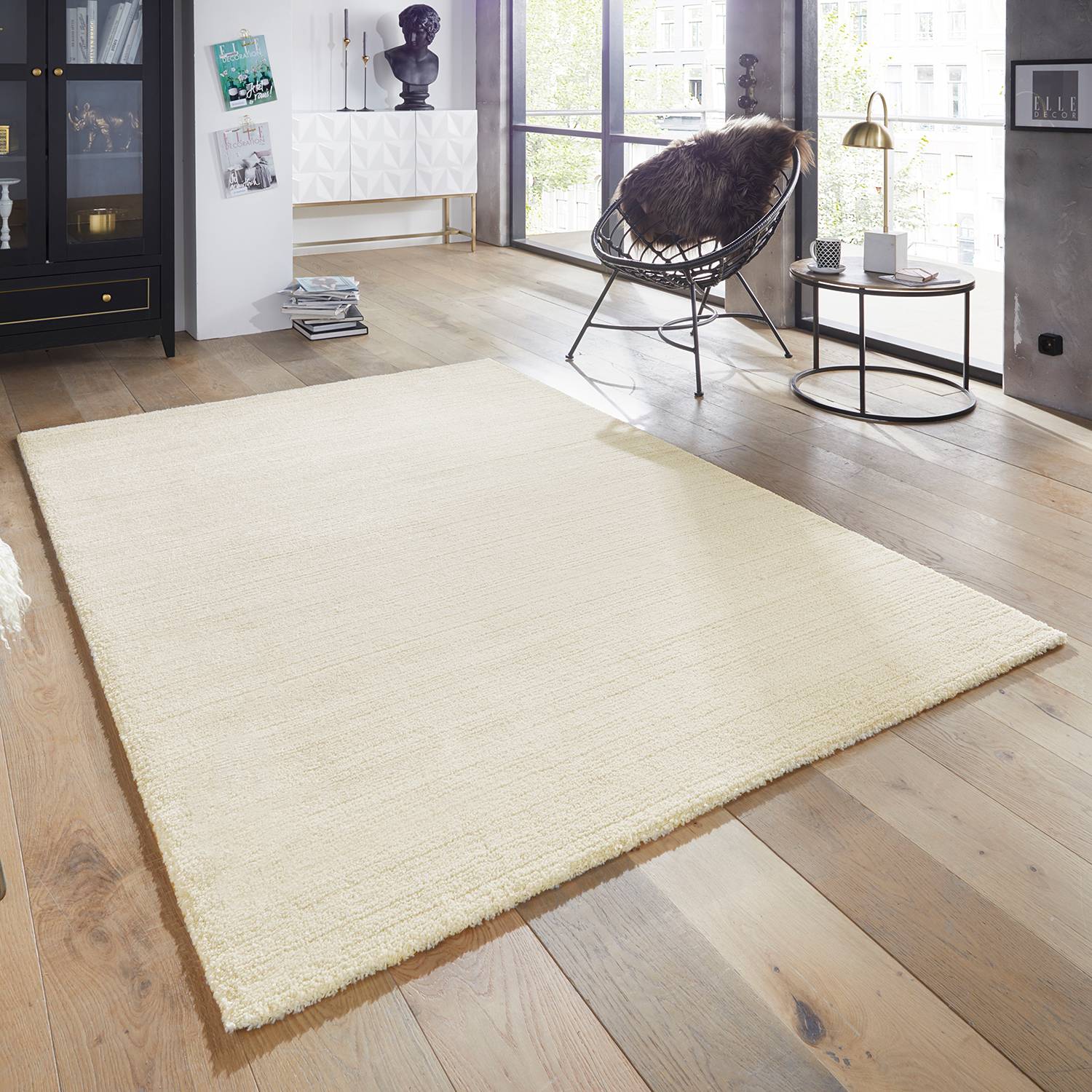 home24 ELLE DECOR Kurzflorteppich Loos Creme Rechteckig 160x230 cm (BxT) Kunstfaser