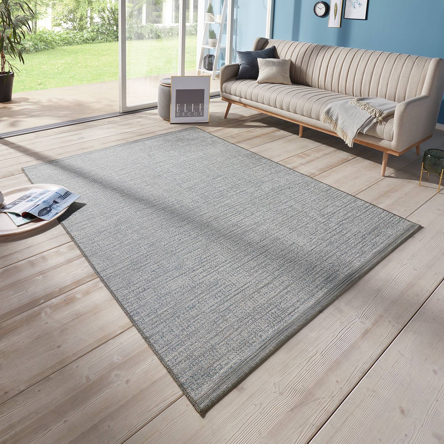 home24 ELLE DECOR Teppich Lens Blau für Innen/Außen Rechteckig 115x170 cm (BxT) Kunstfaser
