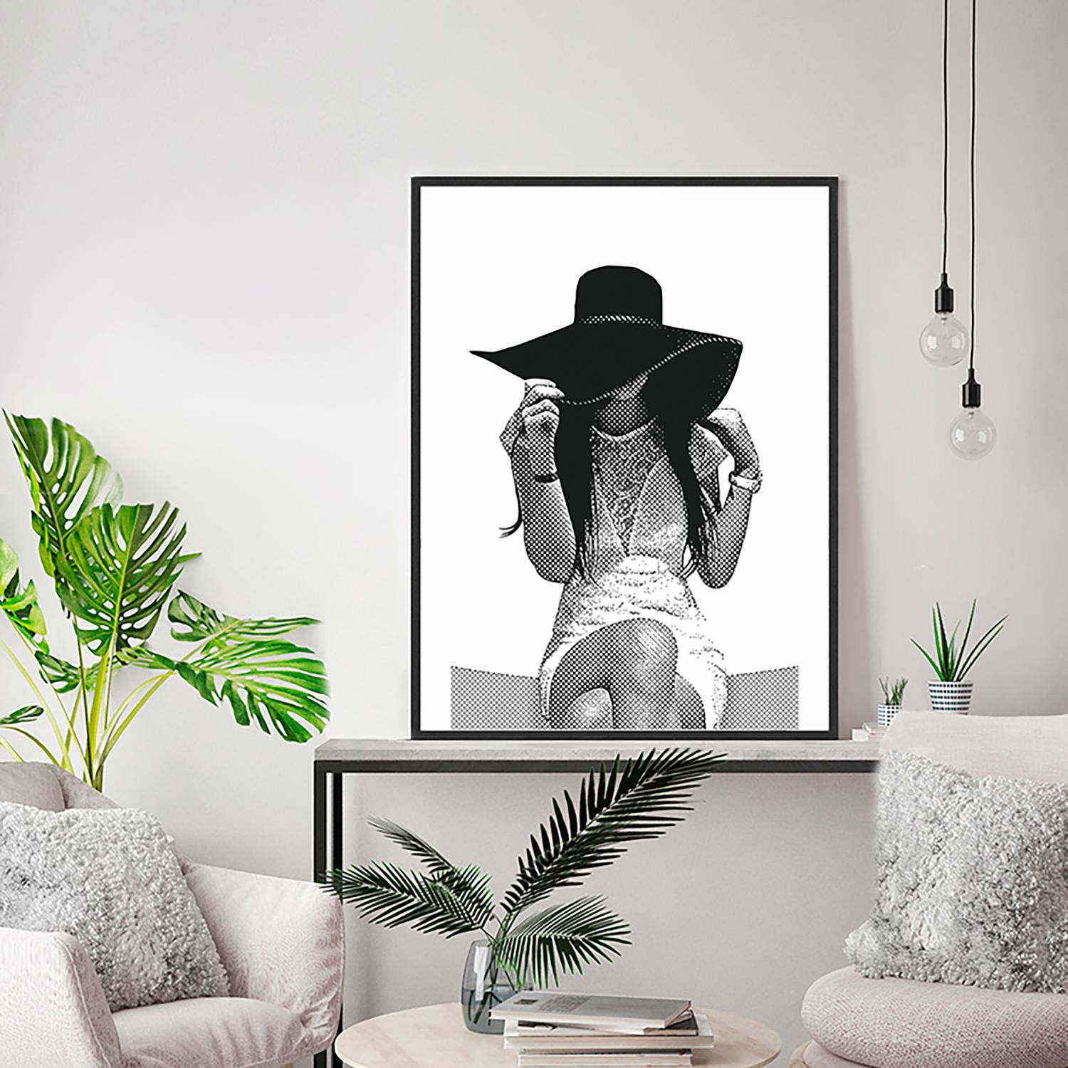 Image of Tableau déco Young Women Wearing Hat 000000001000170273