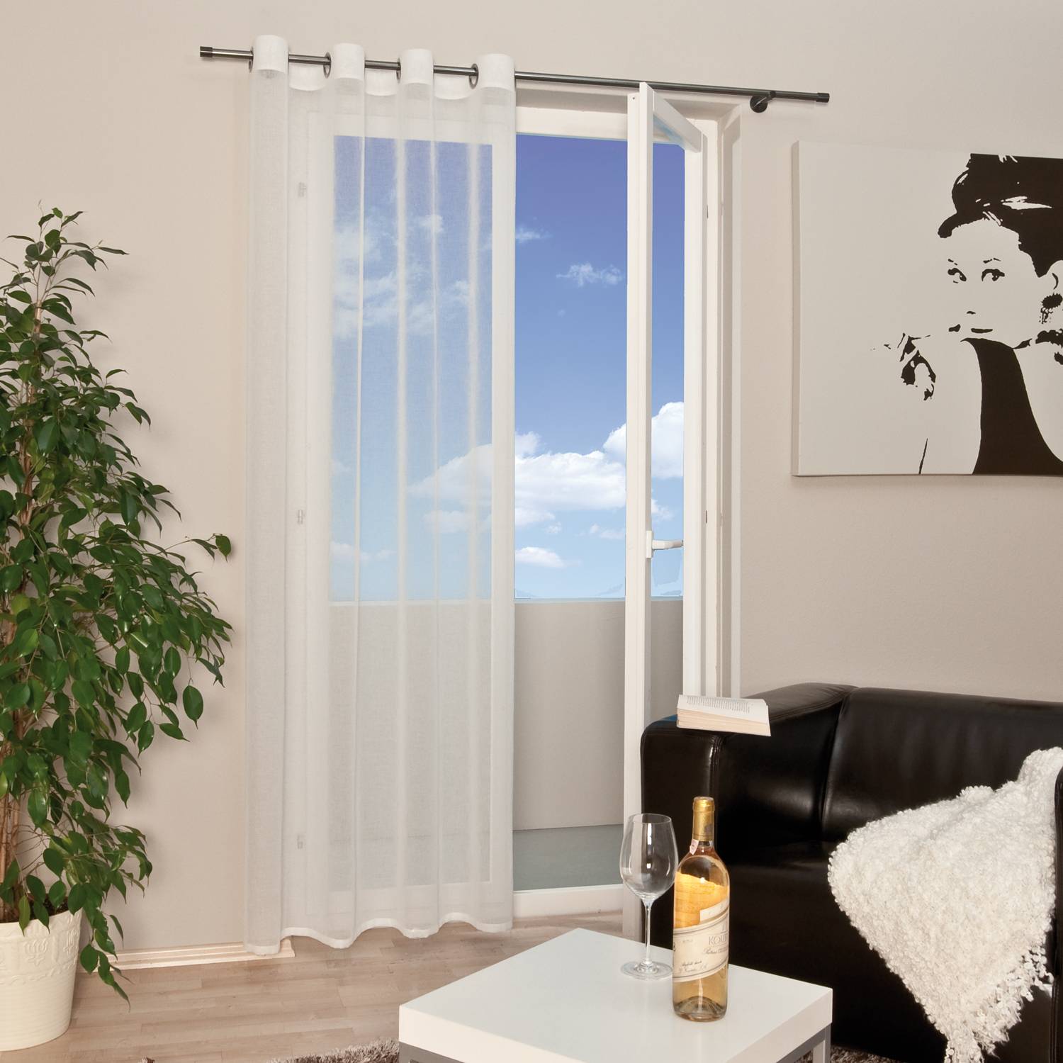 home24 Gerster Ösenschal Clarence Creme 140x235 cm (BxH) Webstoff